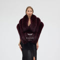Burgundy Fox Fur Shawl