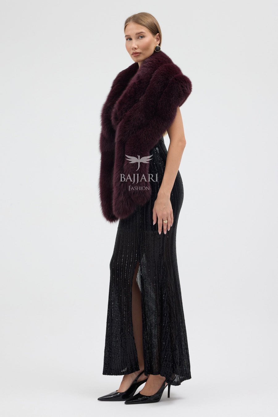 Bolero Burgundy Fox Fur Shawl