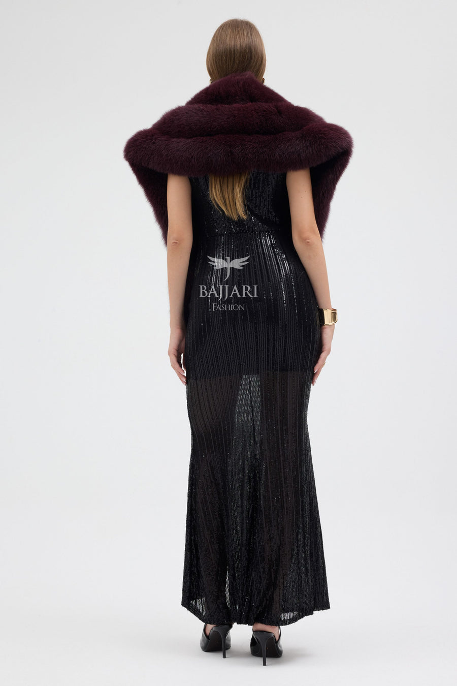 Bolero Burgundy Fox Fur Shawl