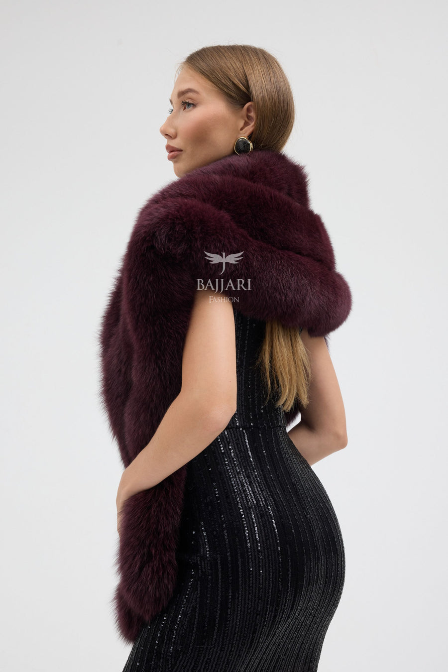 Bolero Burgundy Fox Fur Shawl
