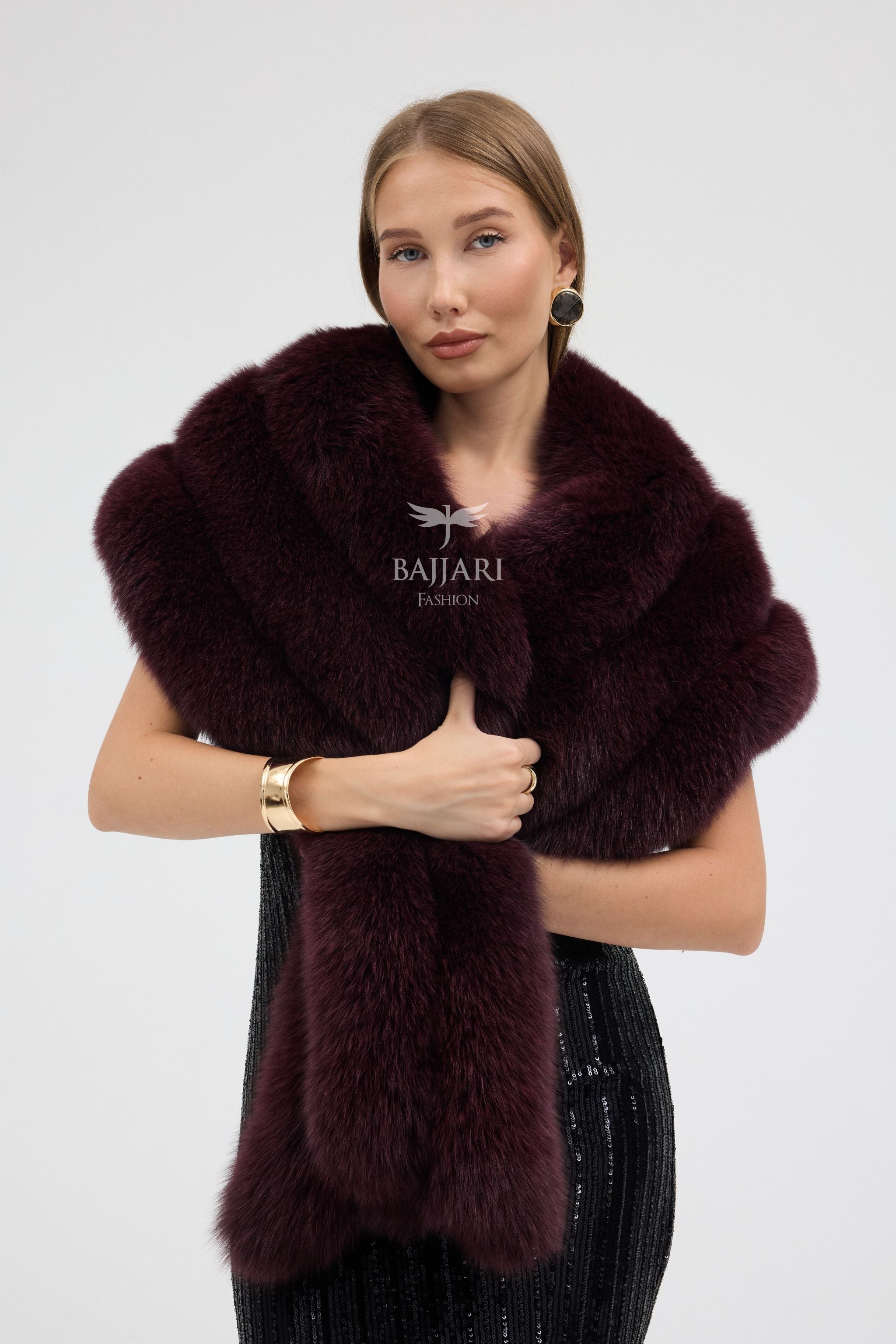 Bolero Burgundy Fox Fur Shawl