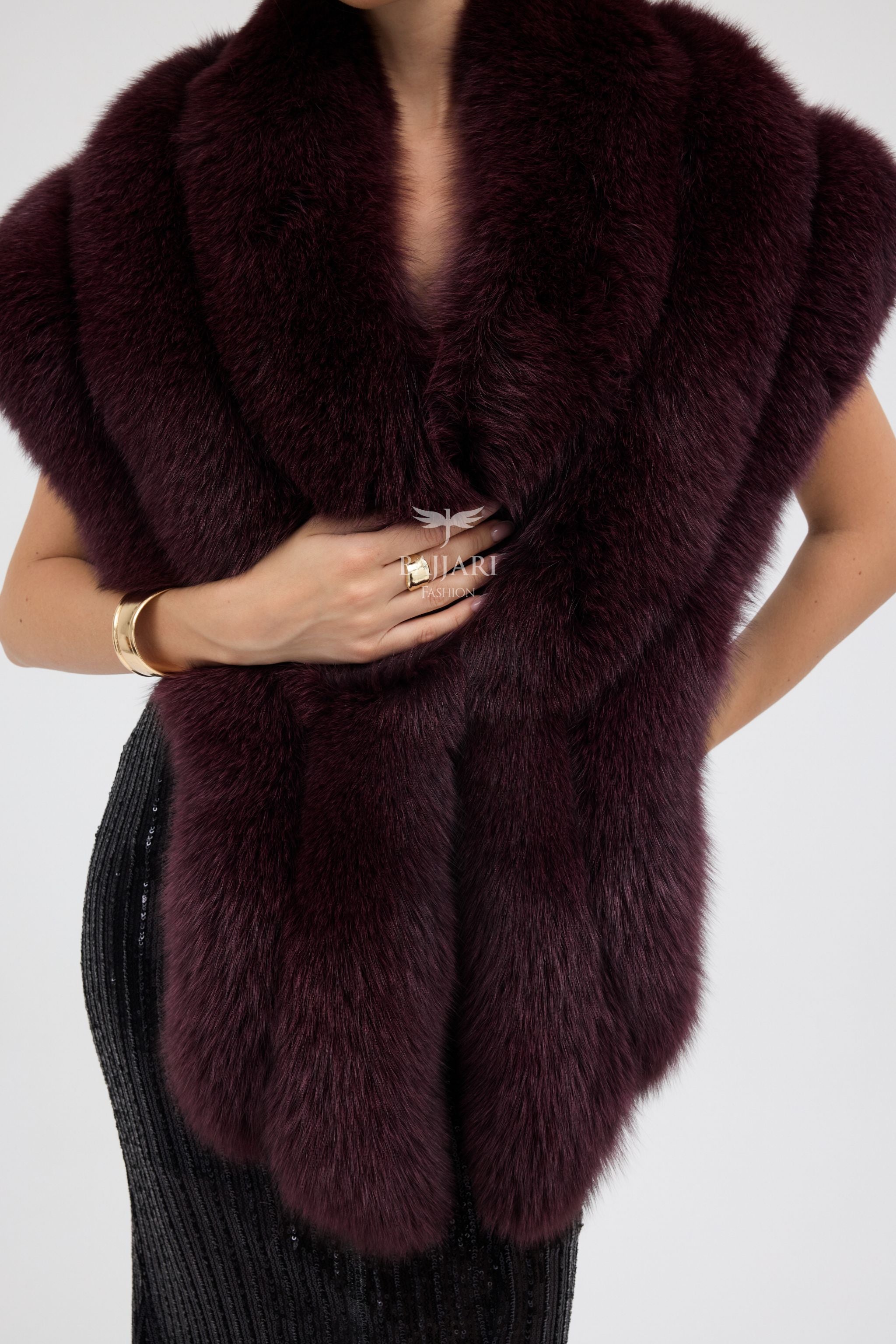 Bolero Burgundy Fox Fur Shawl