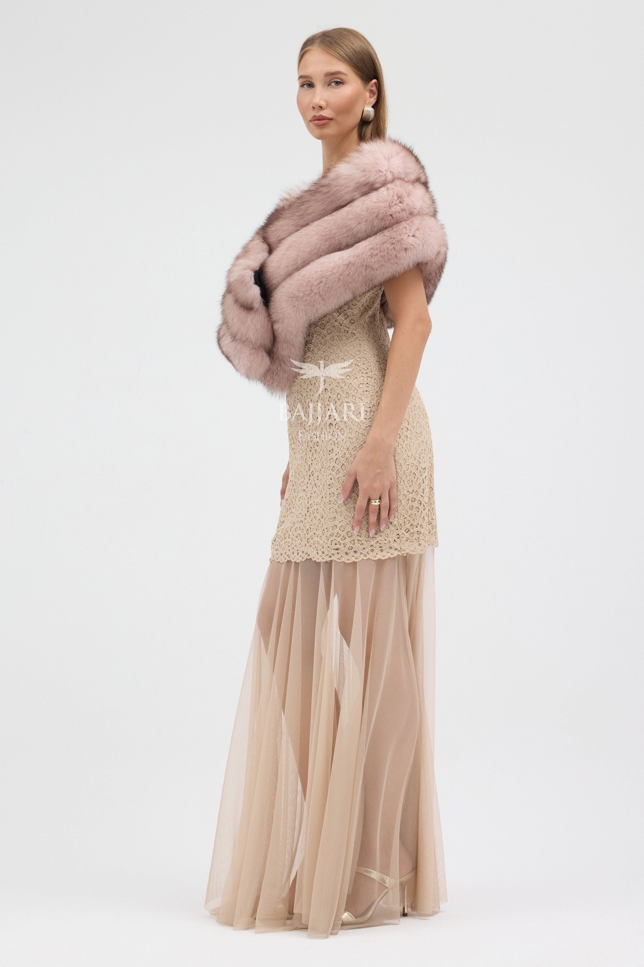 Natural Pink Fox Fur Shawl