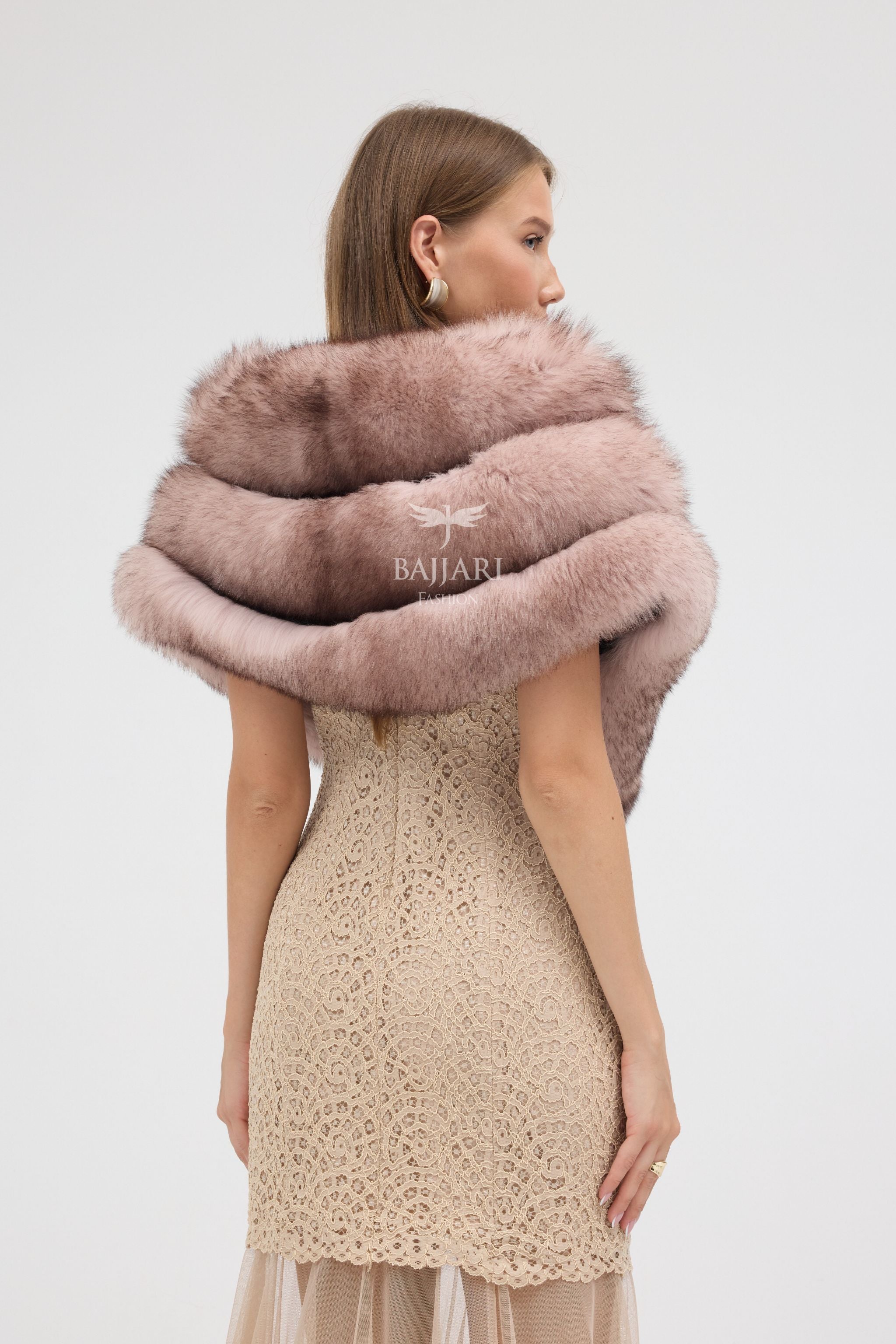 Natural Pink Fox Fur Shawl