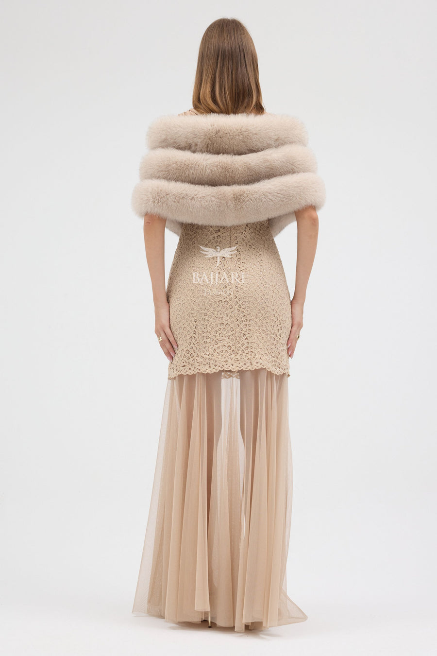 Beige Fox Fur Shawl