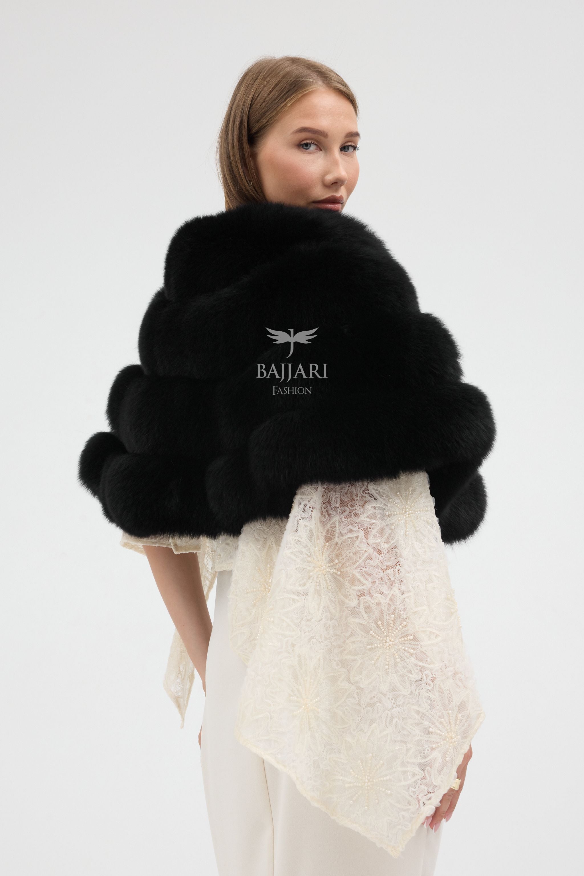 Black Fox Fur Shawl
