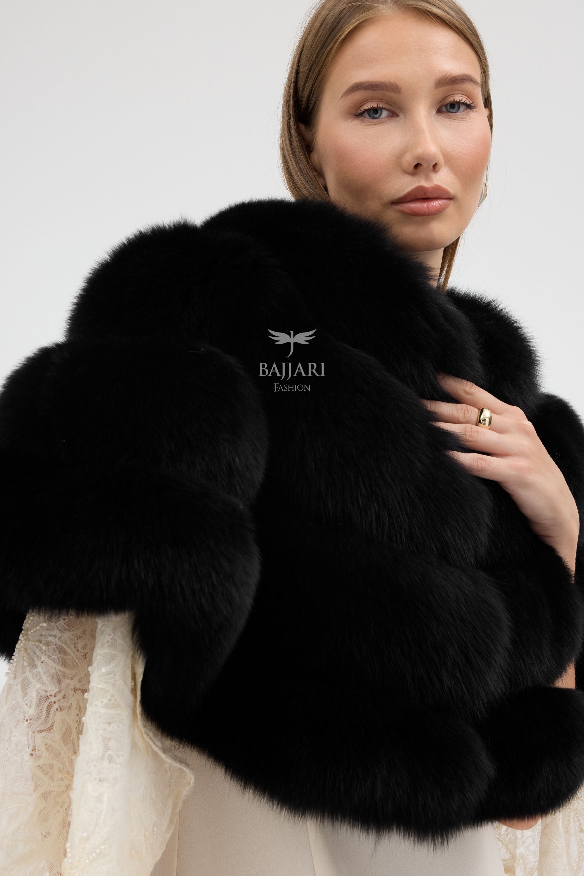 Black Fox Fur Shawl