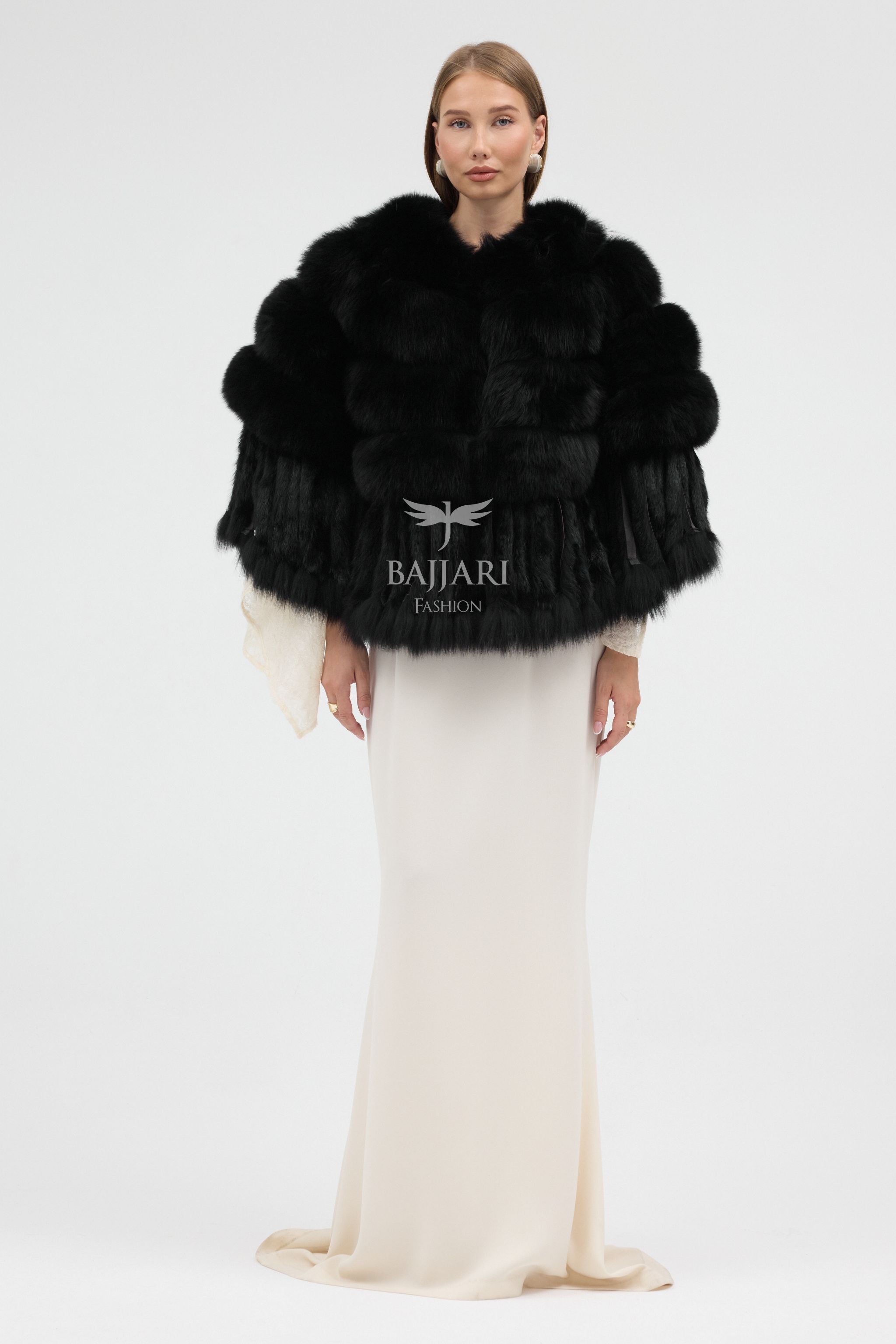 Black Argentina Fox Fur Shawl
