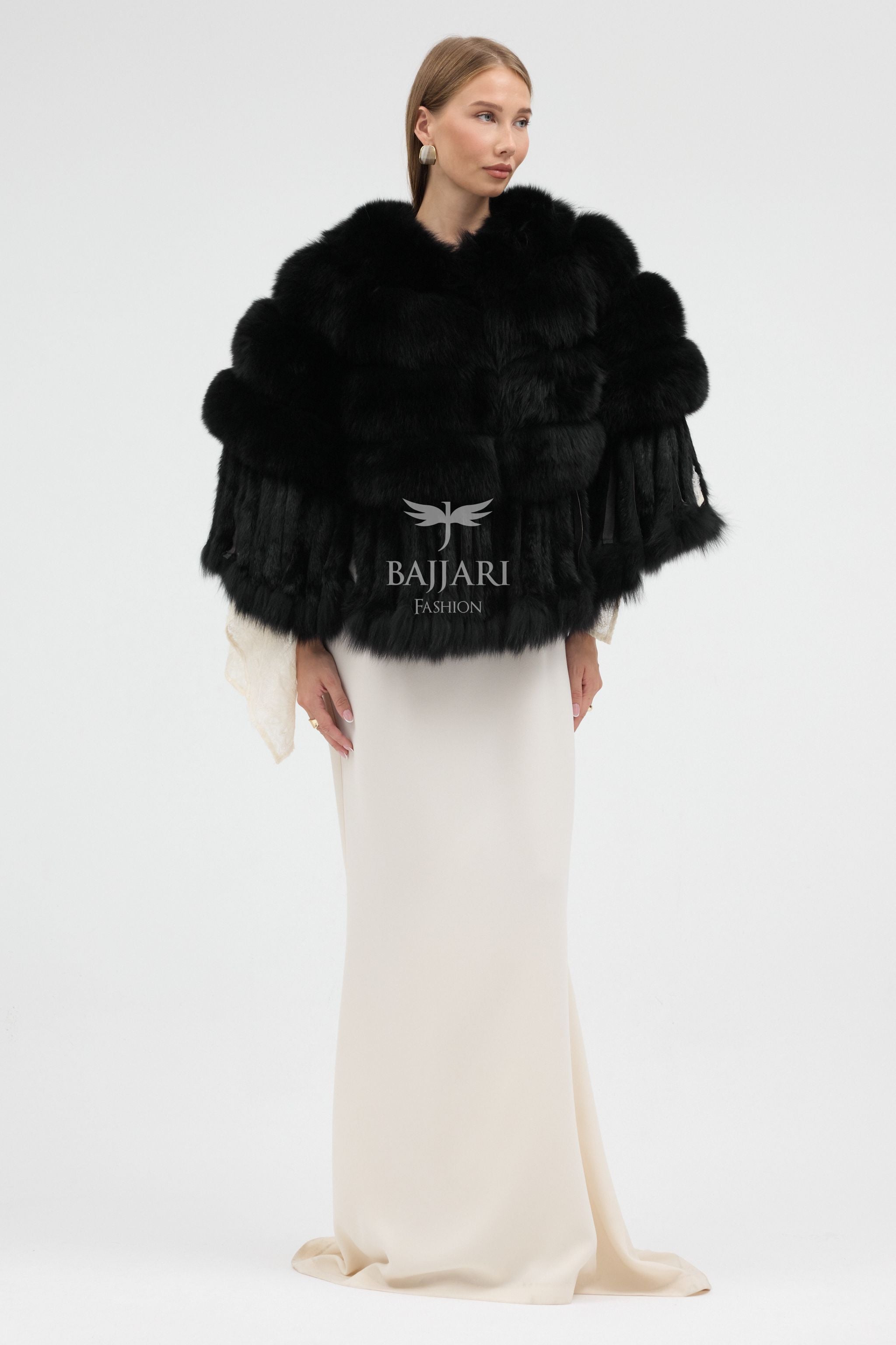 Black Argentina Fox Fur Shawl