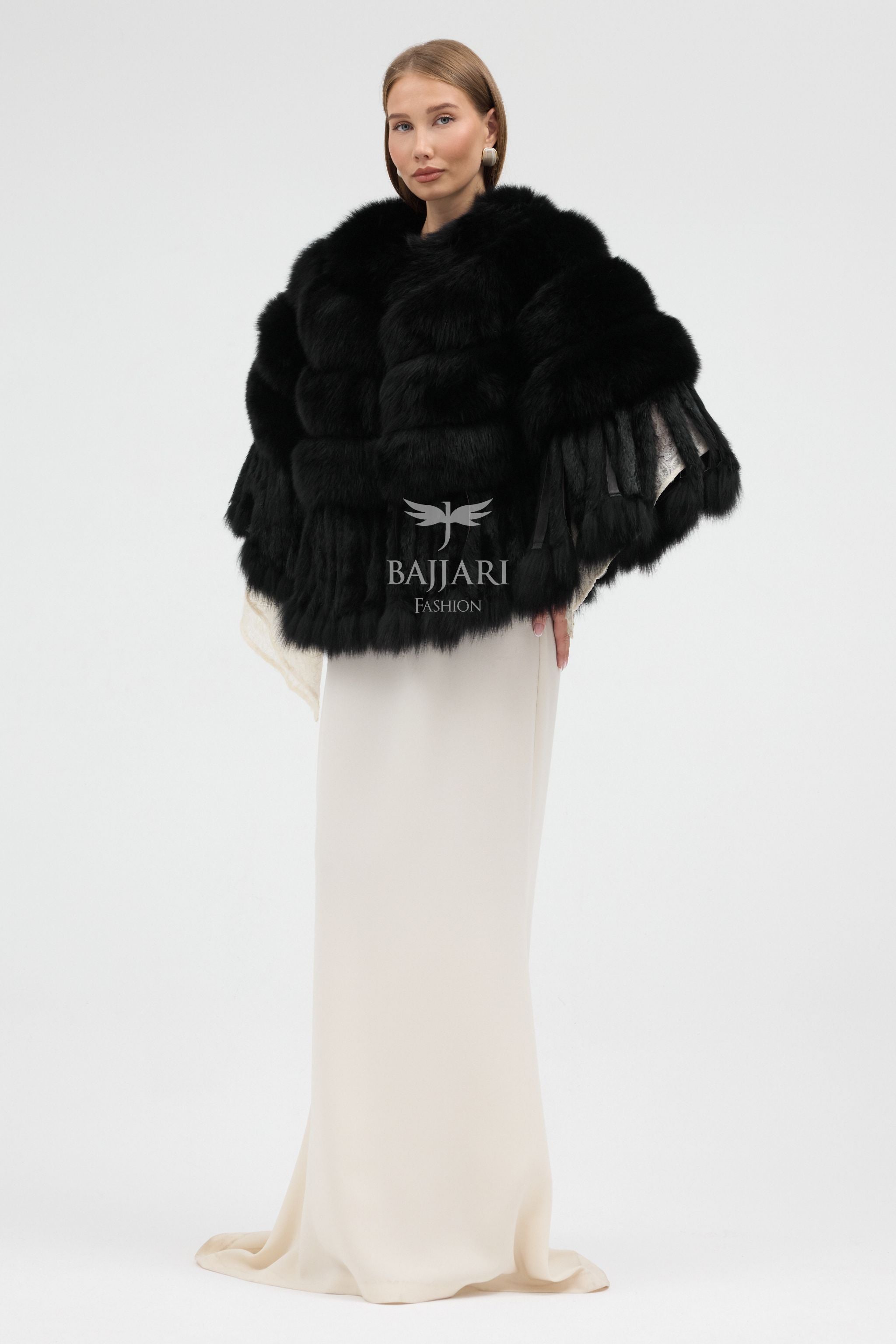 Black Argentina Fox Fur Shawl