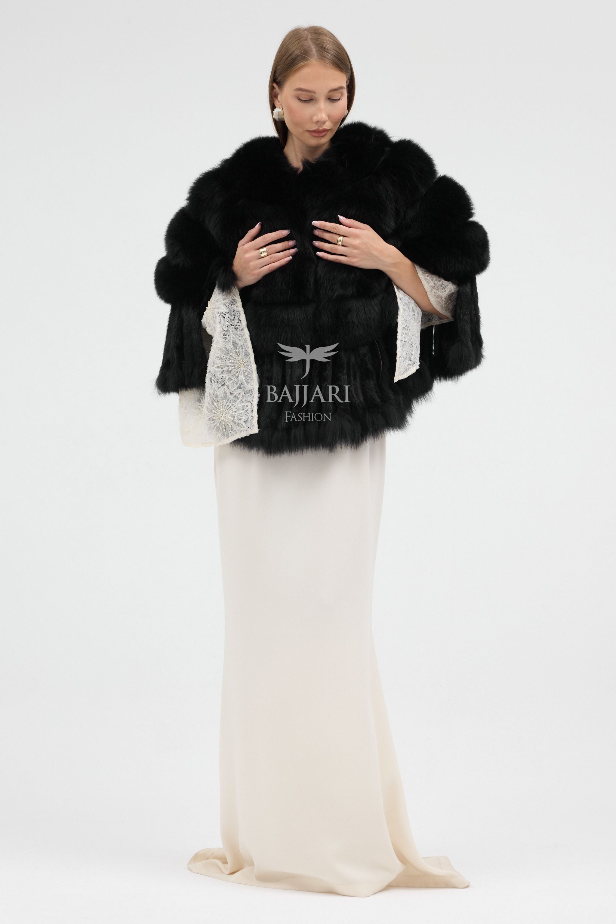 Black Argentina Fox Fur Shawl