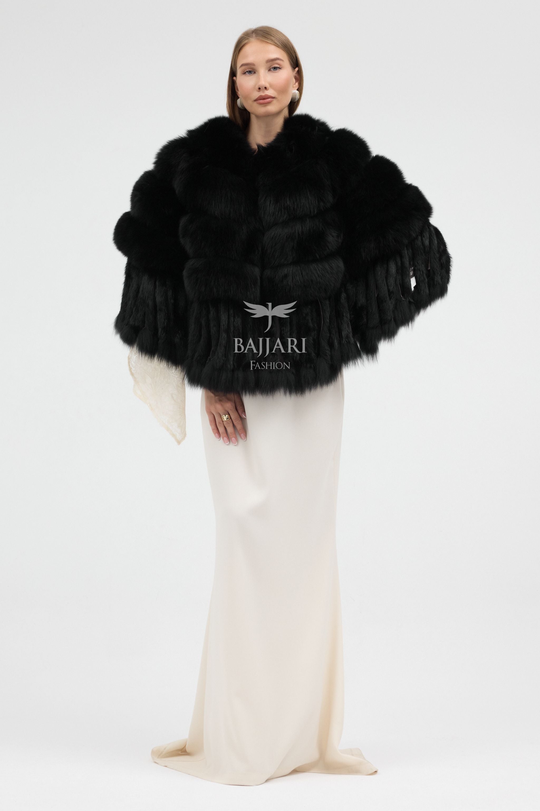 Black Argentina Fox Fur Shawl