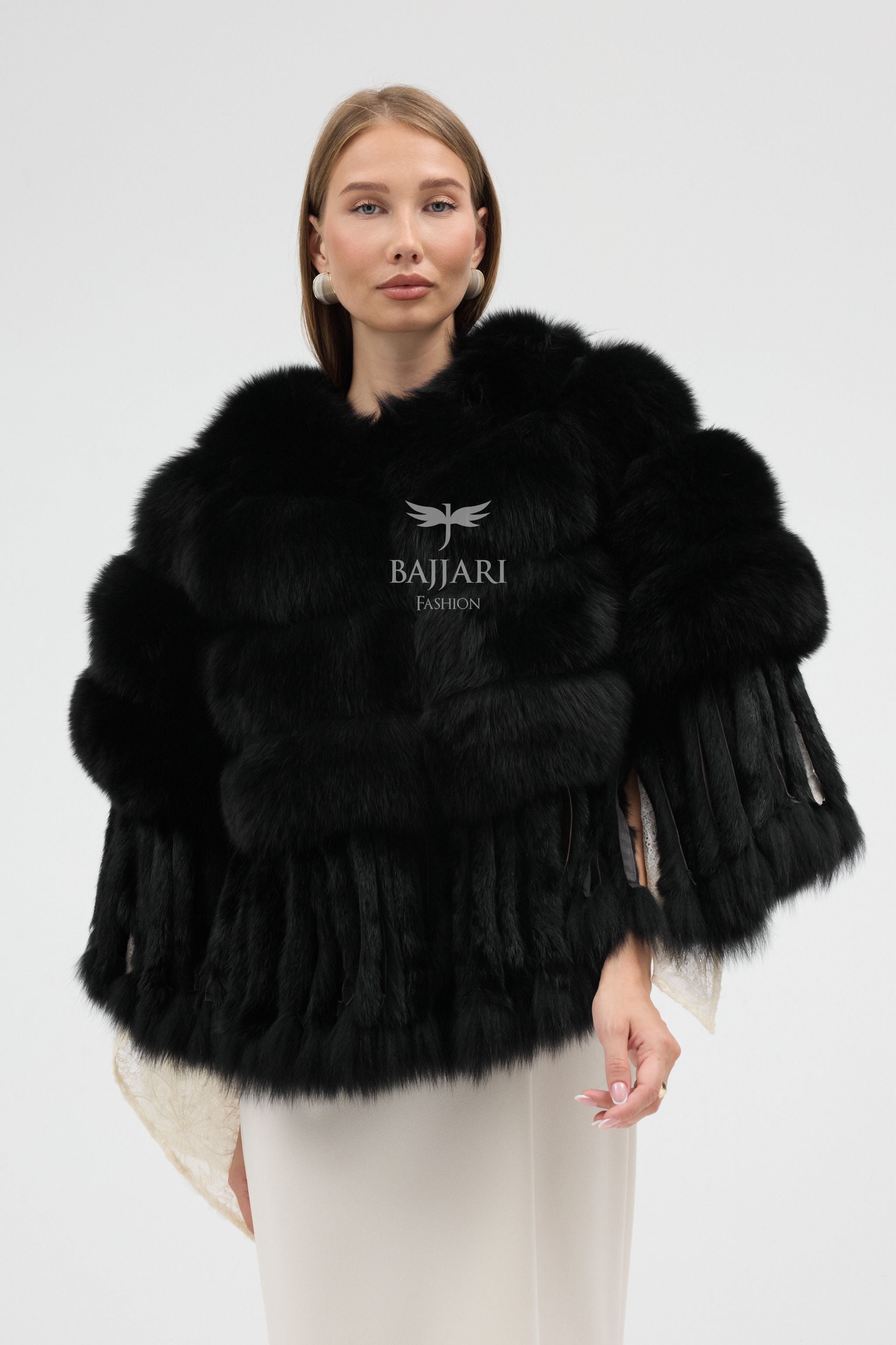 Black Argentina Fox Fur Shawl