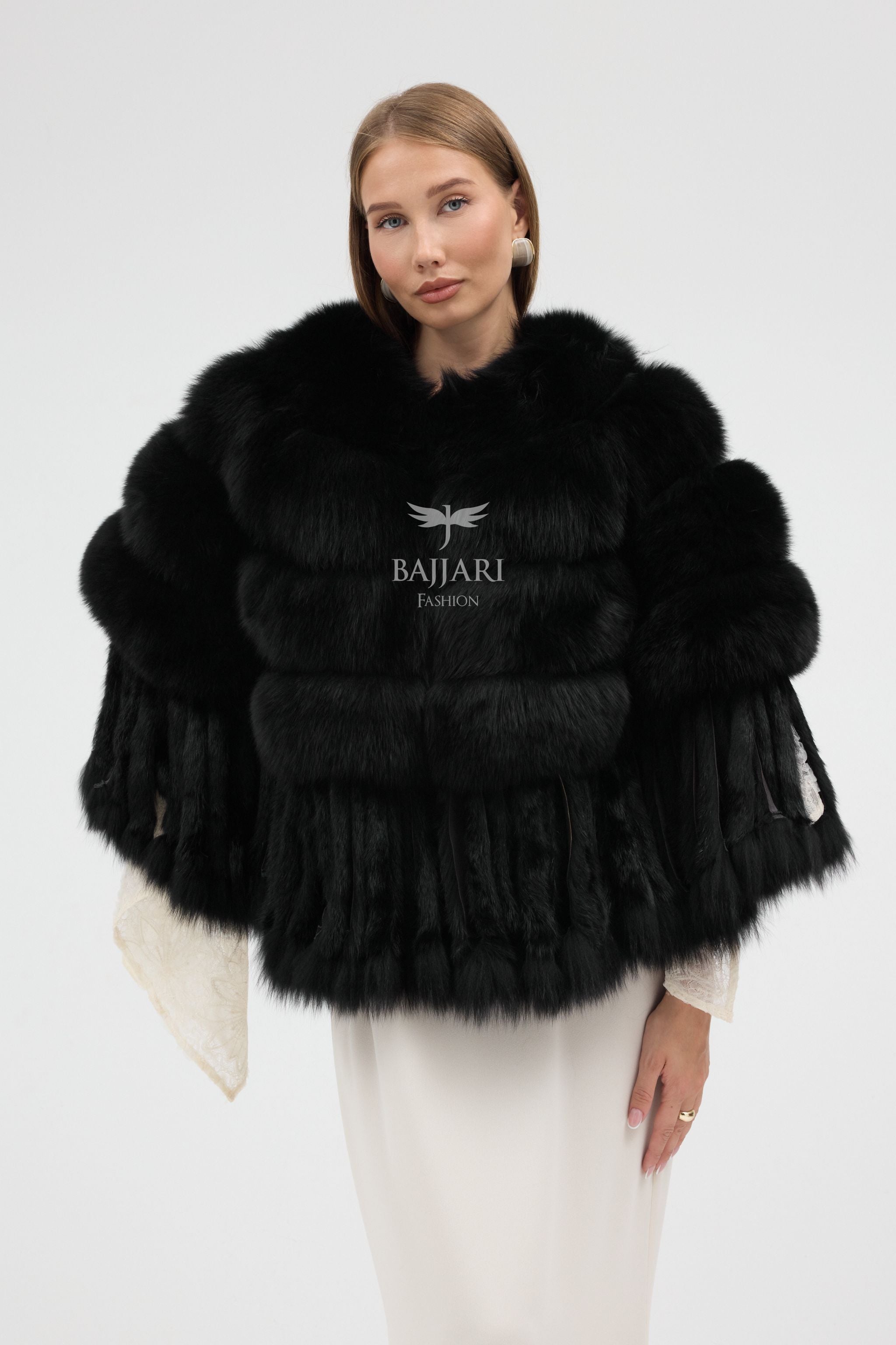 Black Argentina Fox Fur Shawl