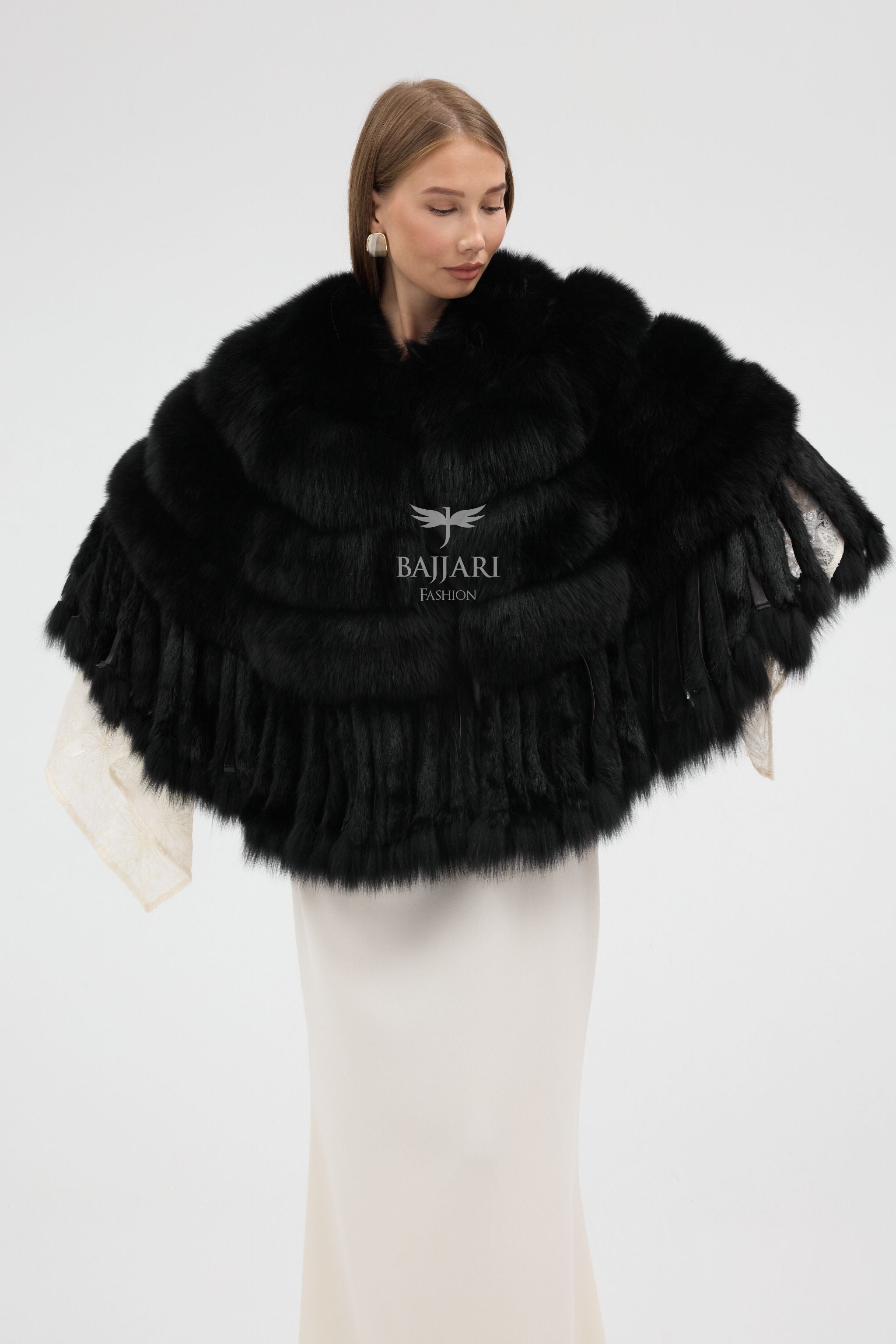 Black Argentina Fox Fur Shawl