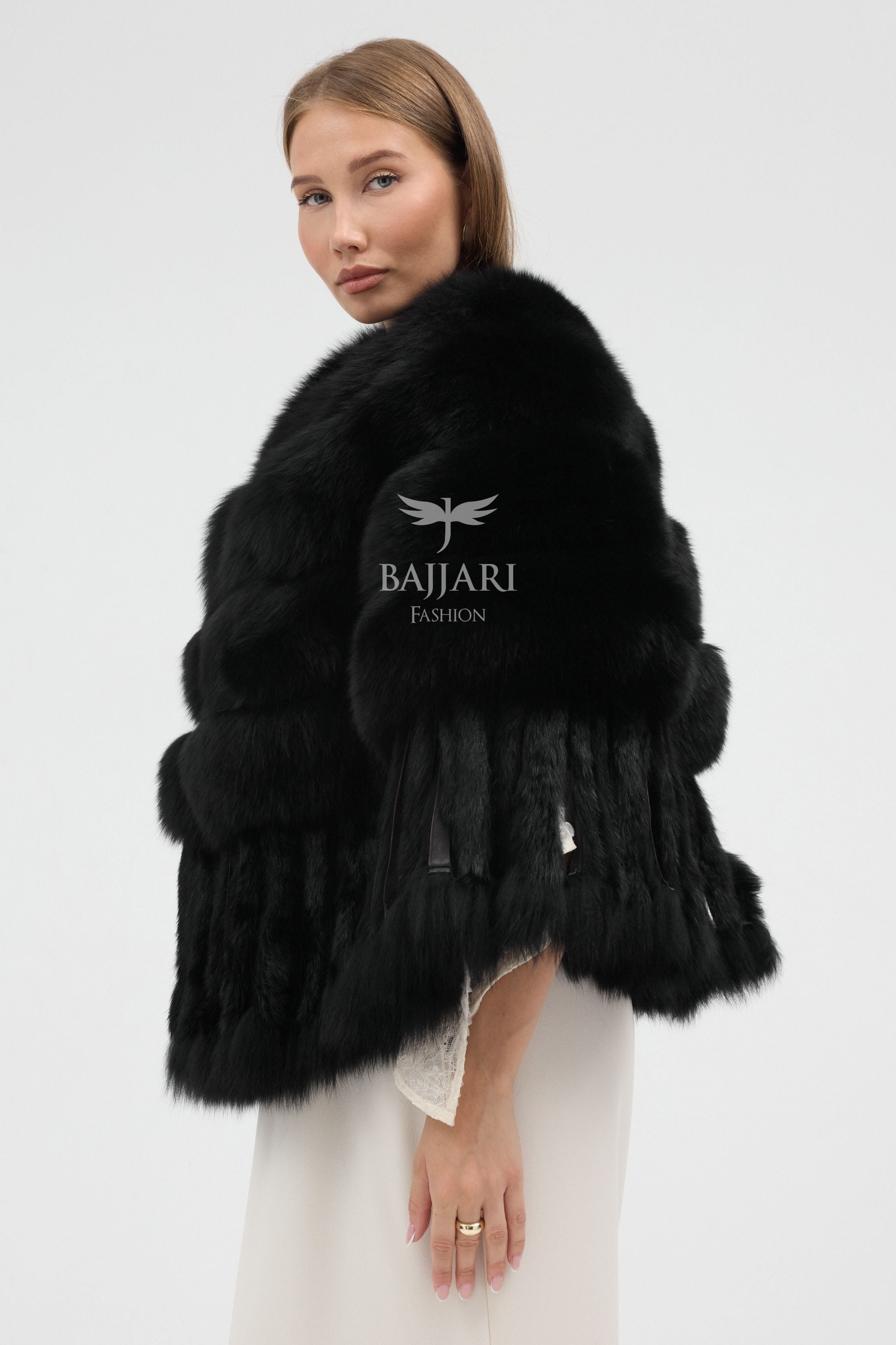 Black Argentina Fox Fur Shawl