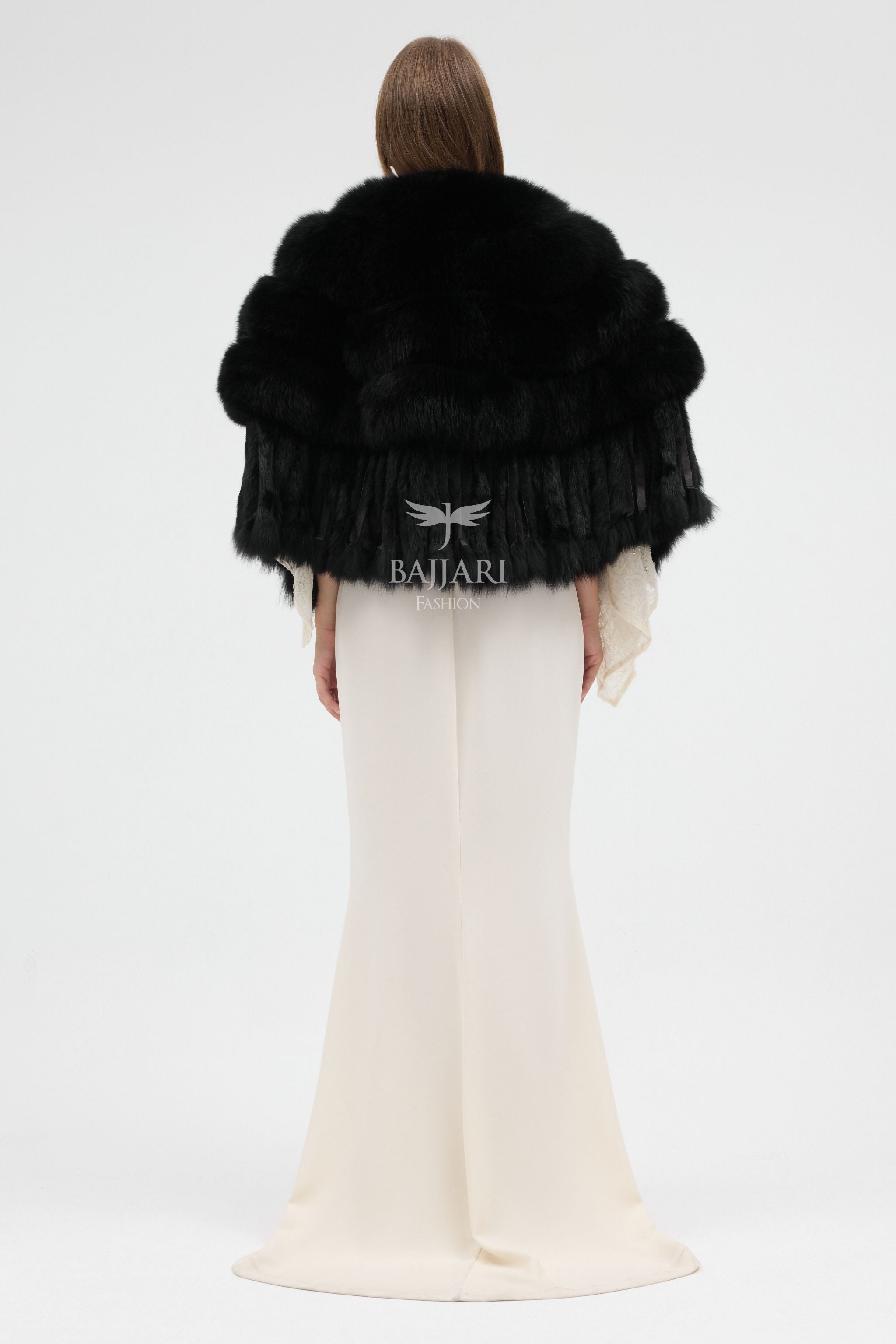 Black Argentina Fox Fur Shawl