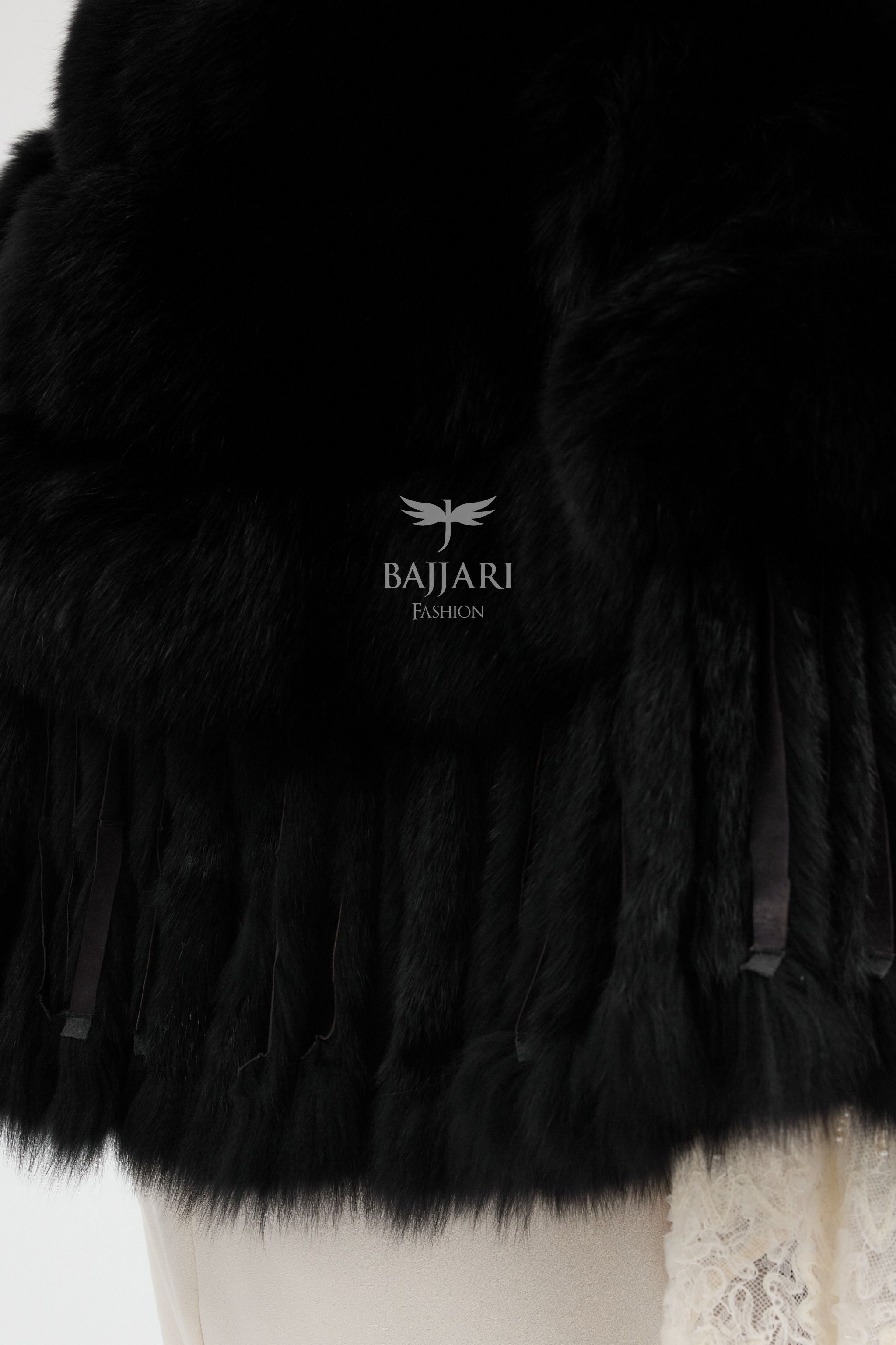 Black Argentina Fox Fur Shawl