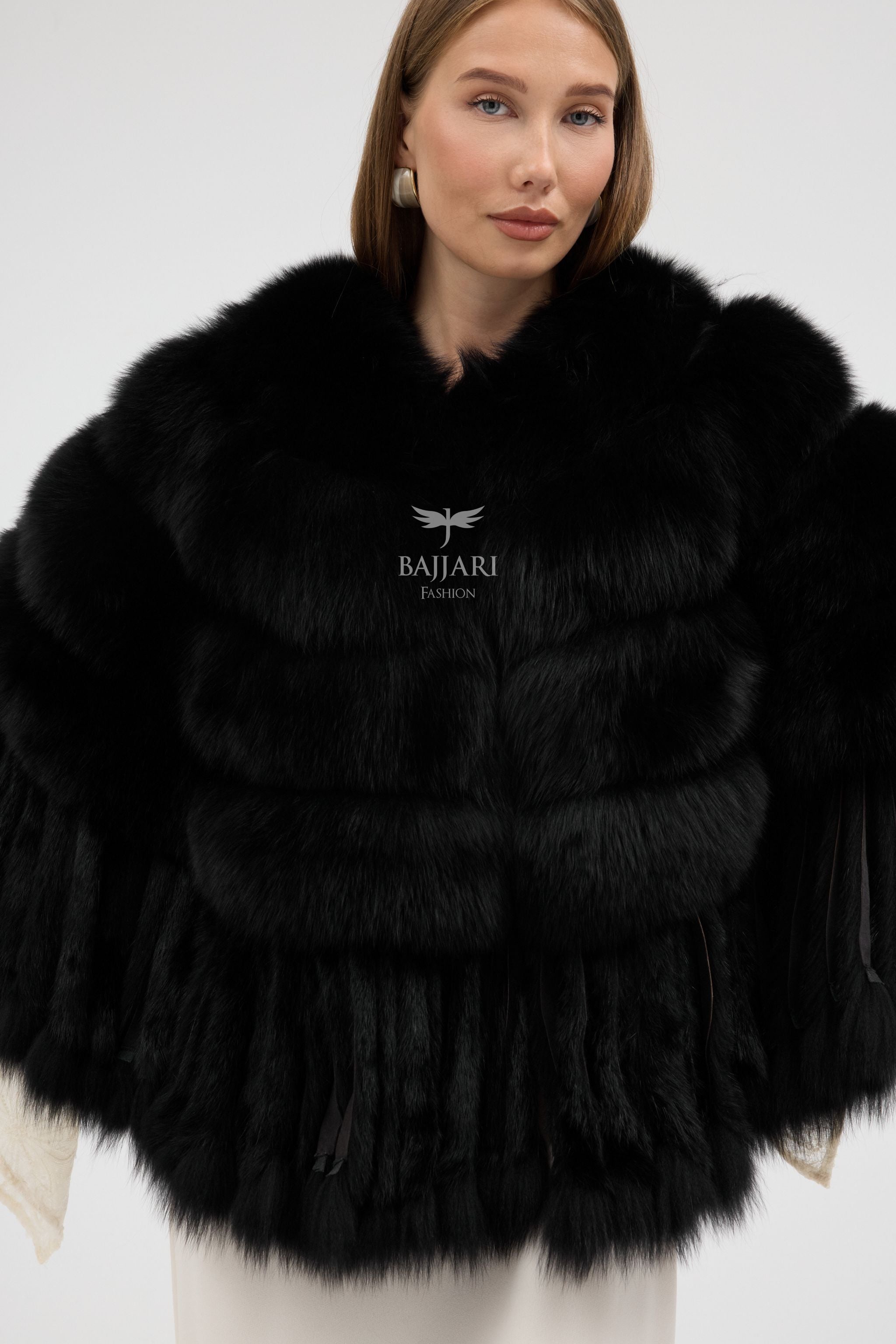 Black Argentina Fox Fur Shawl
