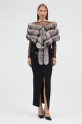 Natural Black Fox Tail Fur Shawl