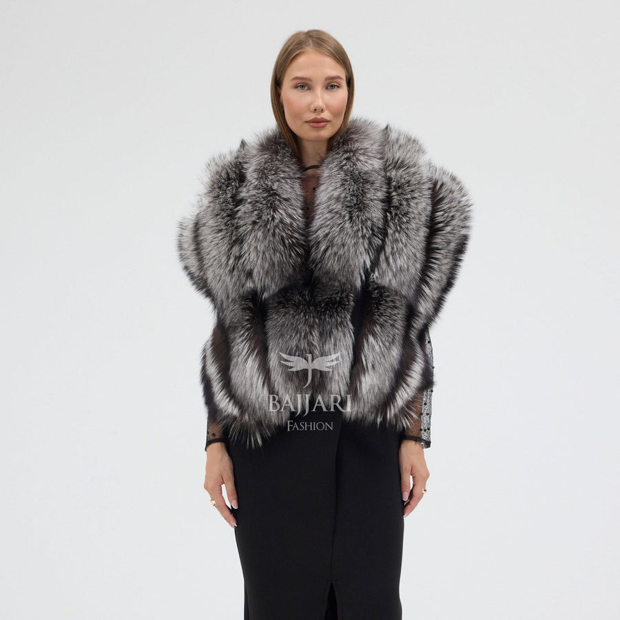 Silver Argentina Fox Fur Shawl