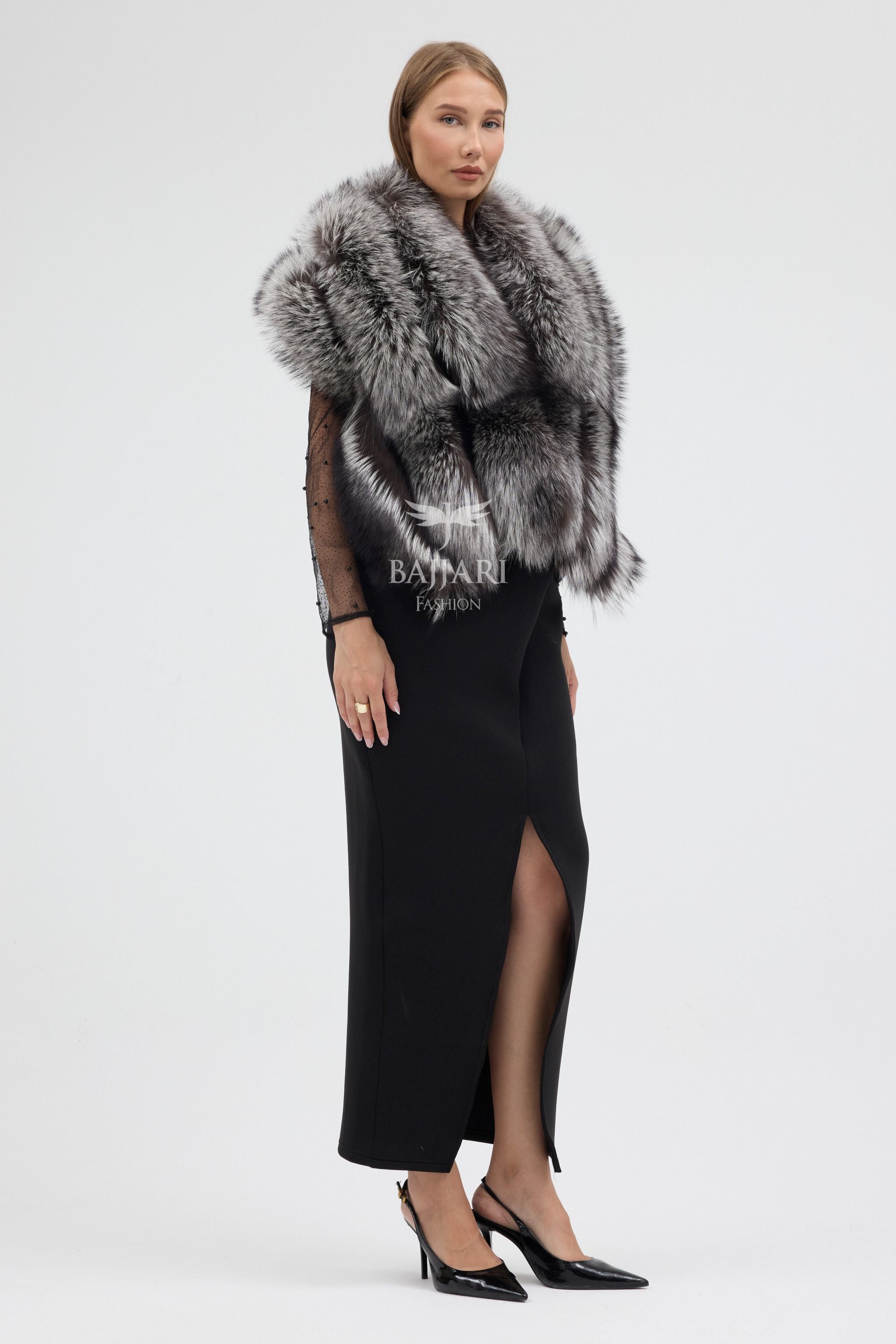 Silver Fox Fur Shawl