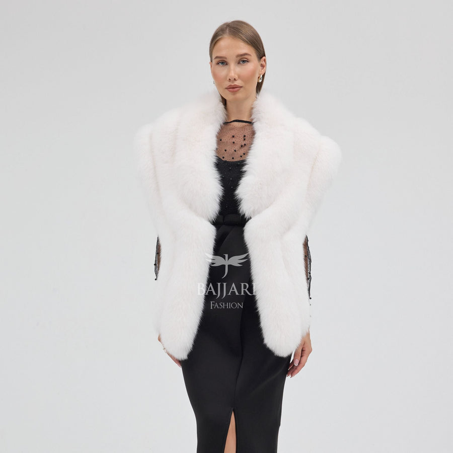 Bolero White Fox Fur Shawl