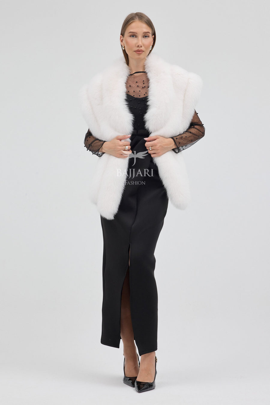 Bolero White Fox Fur Shawl