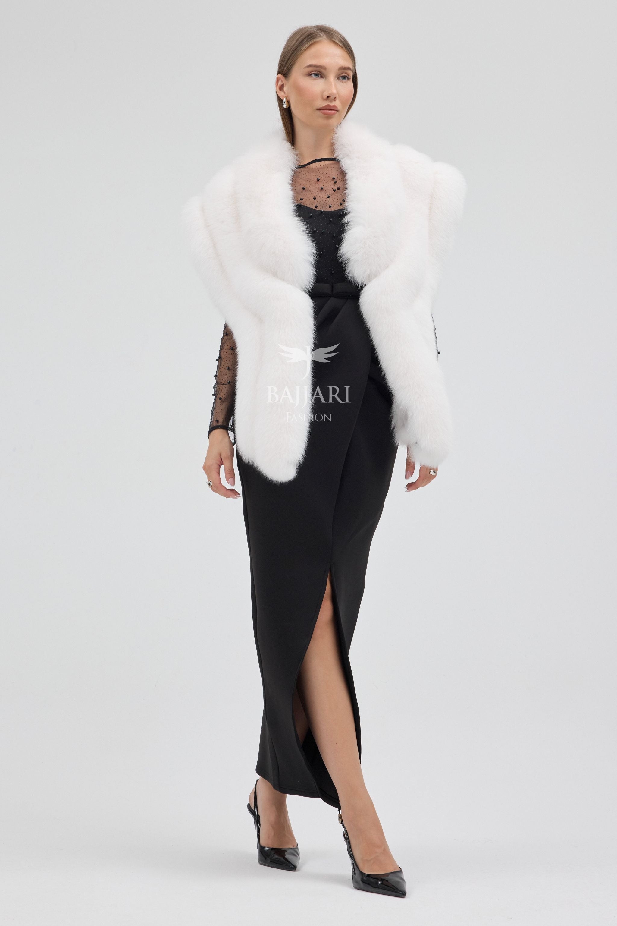 Bolero White Fox Fur Shawl