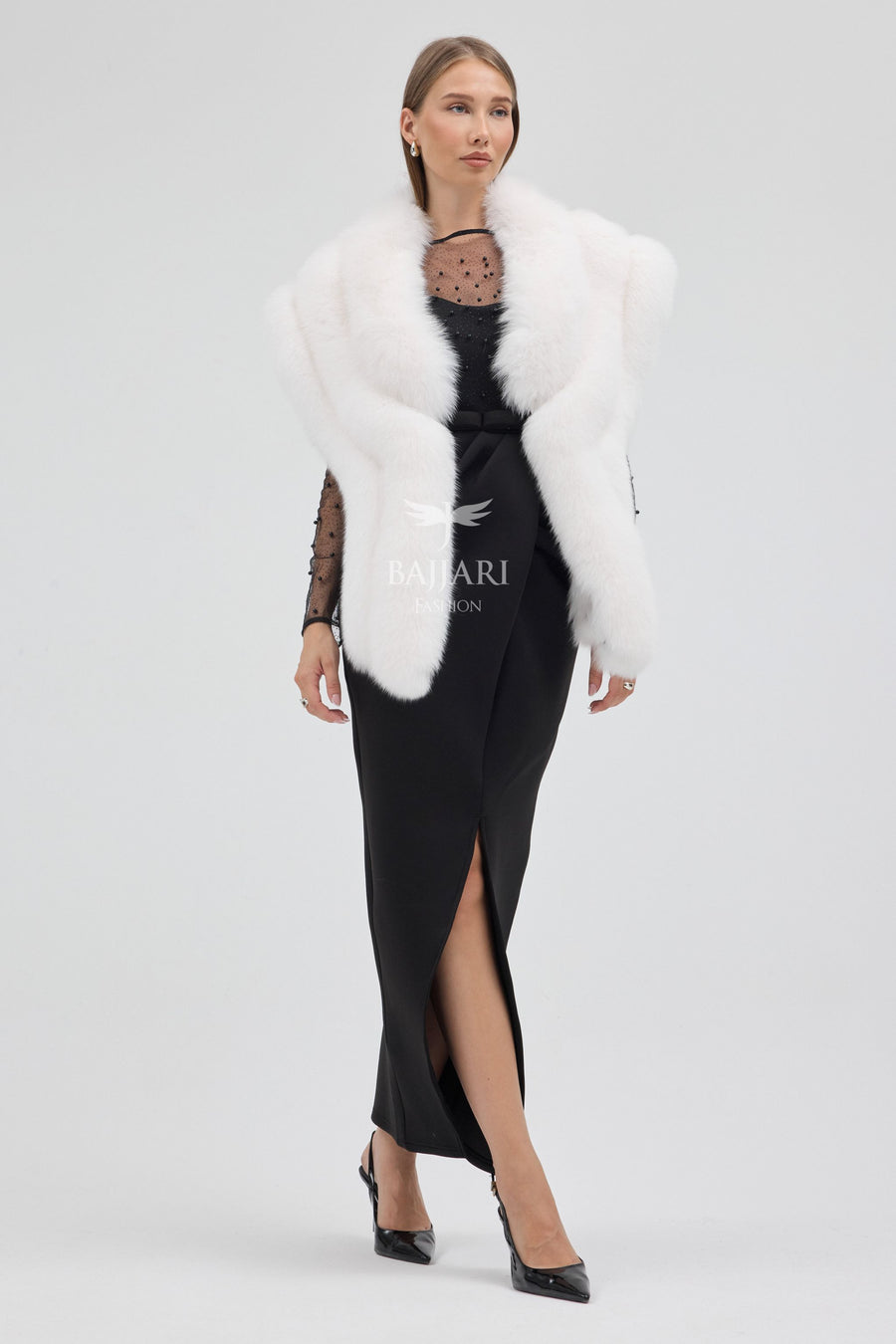Bolero White Fox Fur Shawl