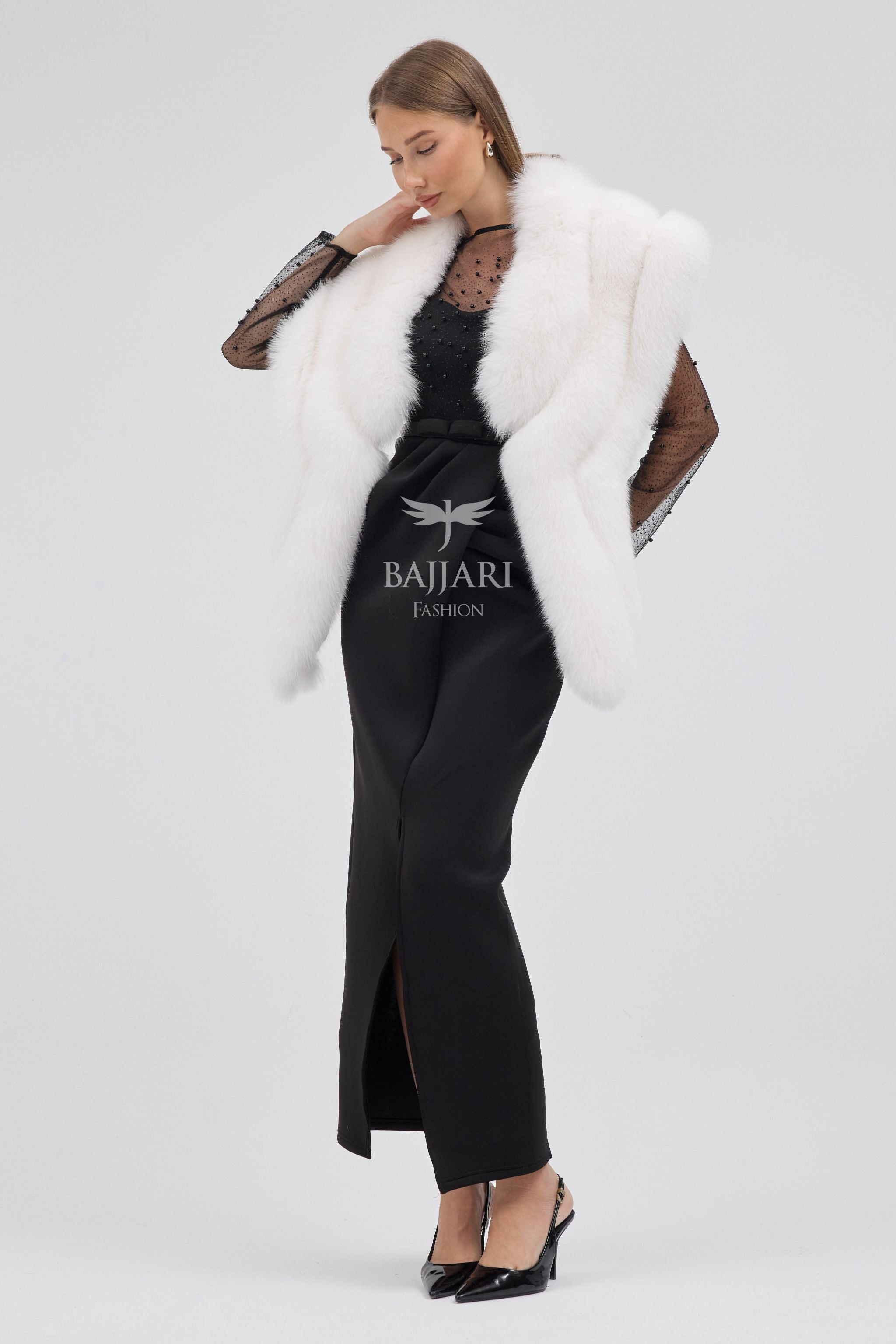 Bolero White Fox Fur Shawl