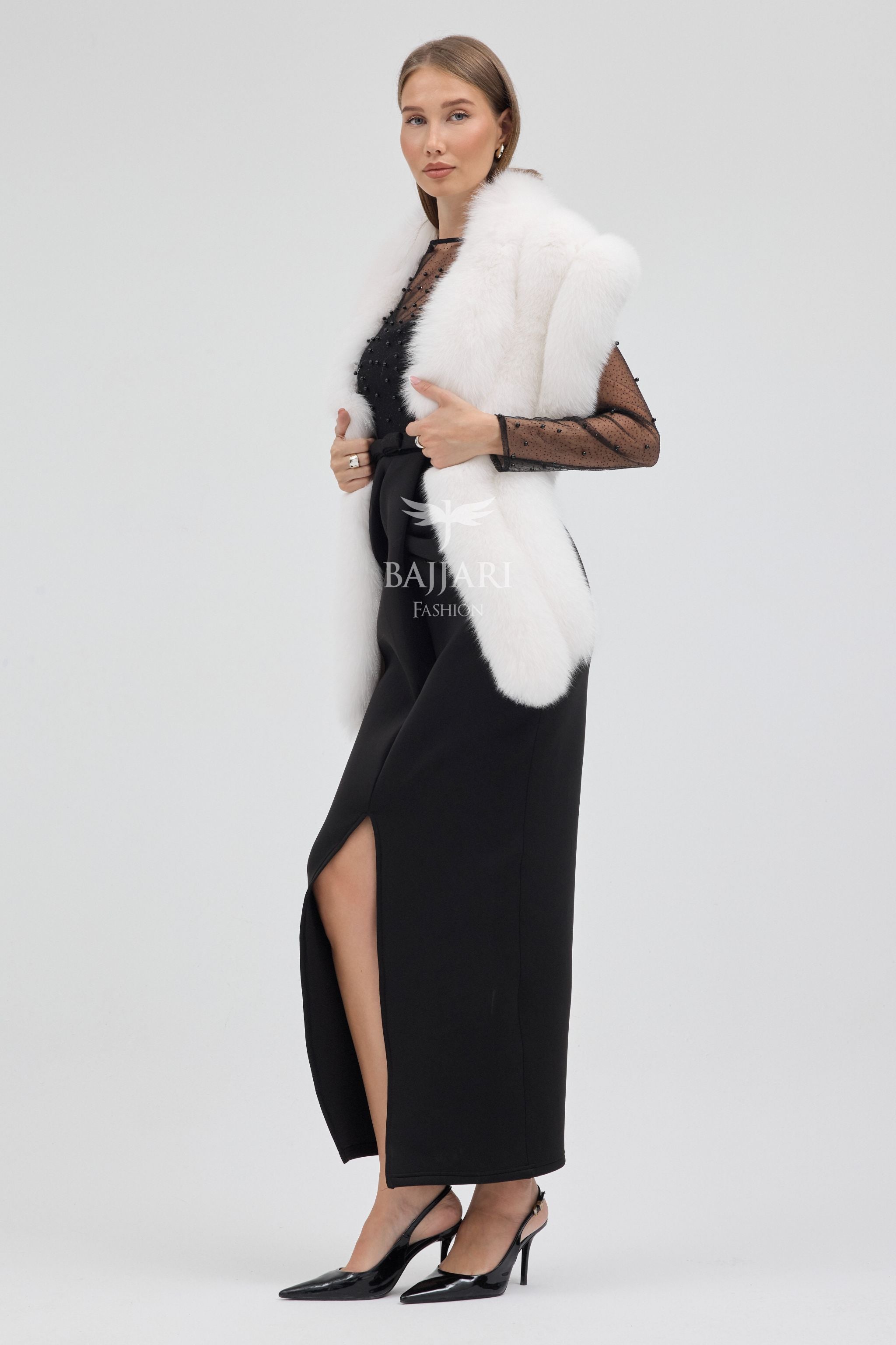 Bolero White Fox Fur Shawl