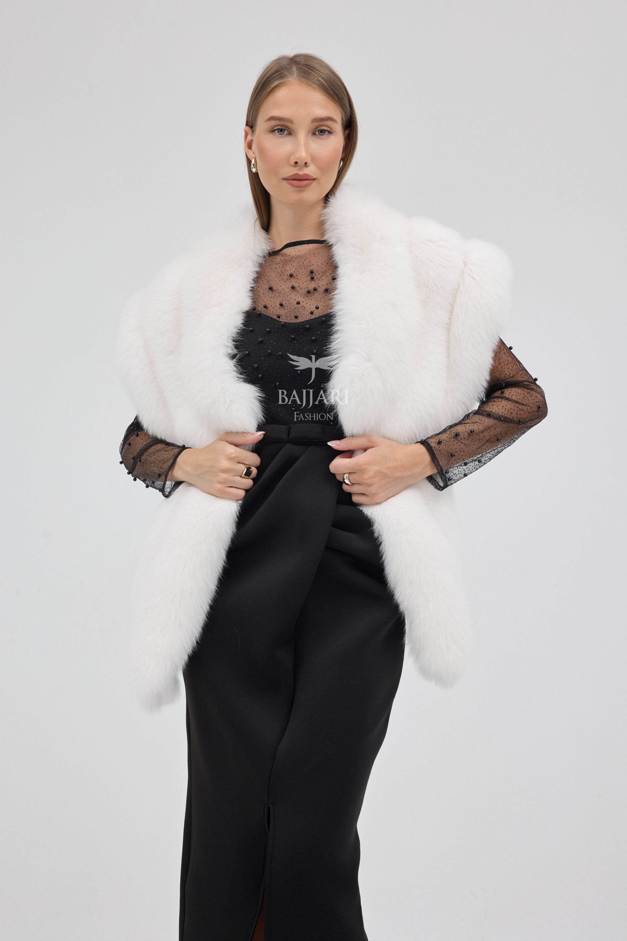Bolero White Fox Fur Shawl