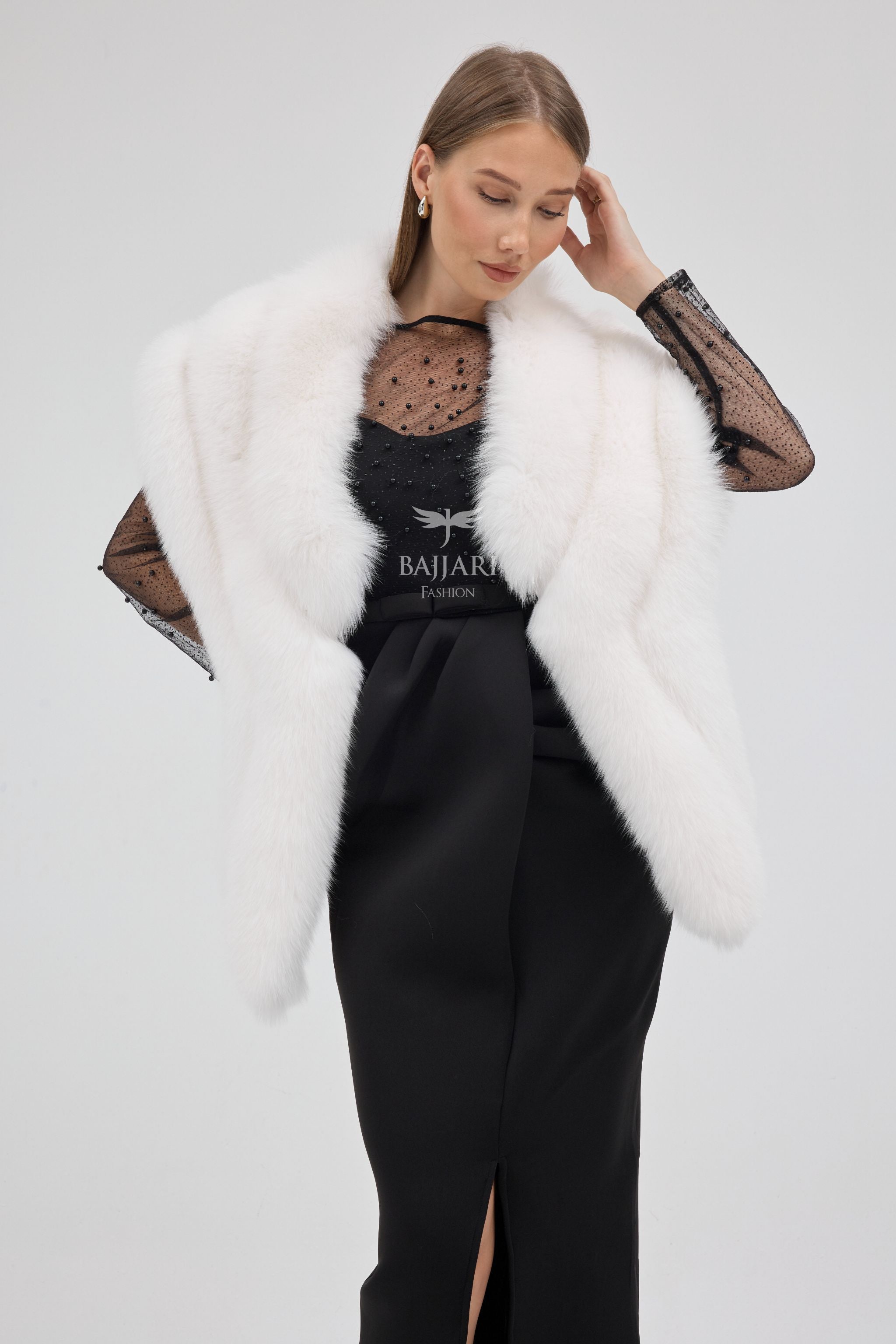 Bolero White Fox Fur Shawl