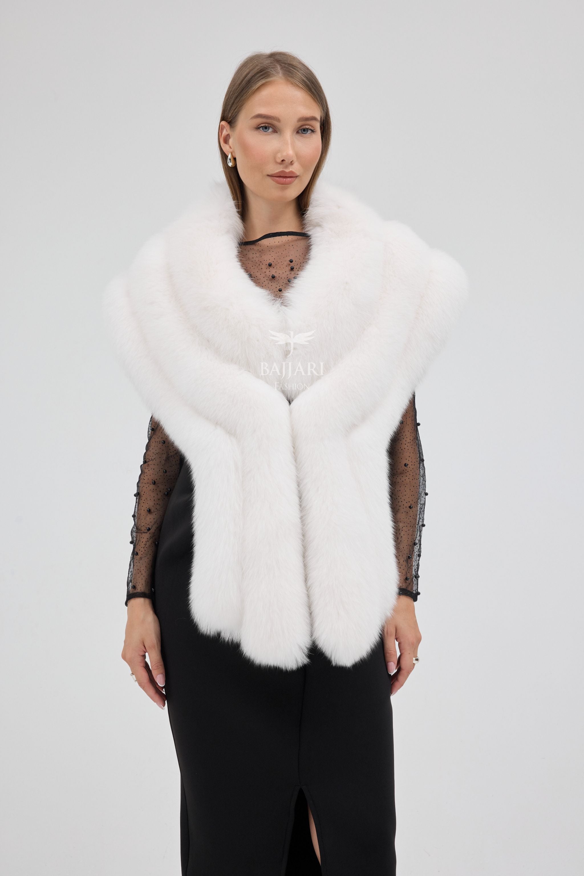 Bolero White Fox Fur Shawl