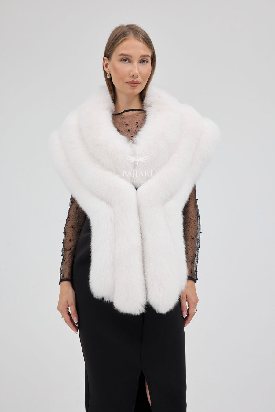 Bolero White Fox Fur Shawl