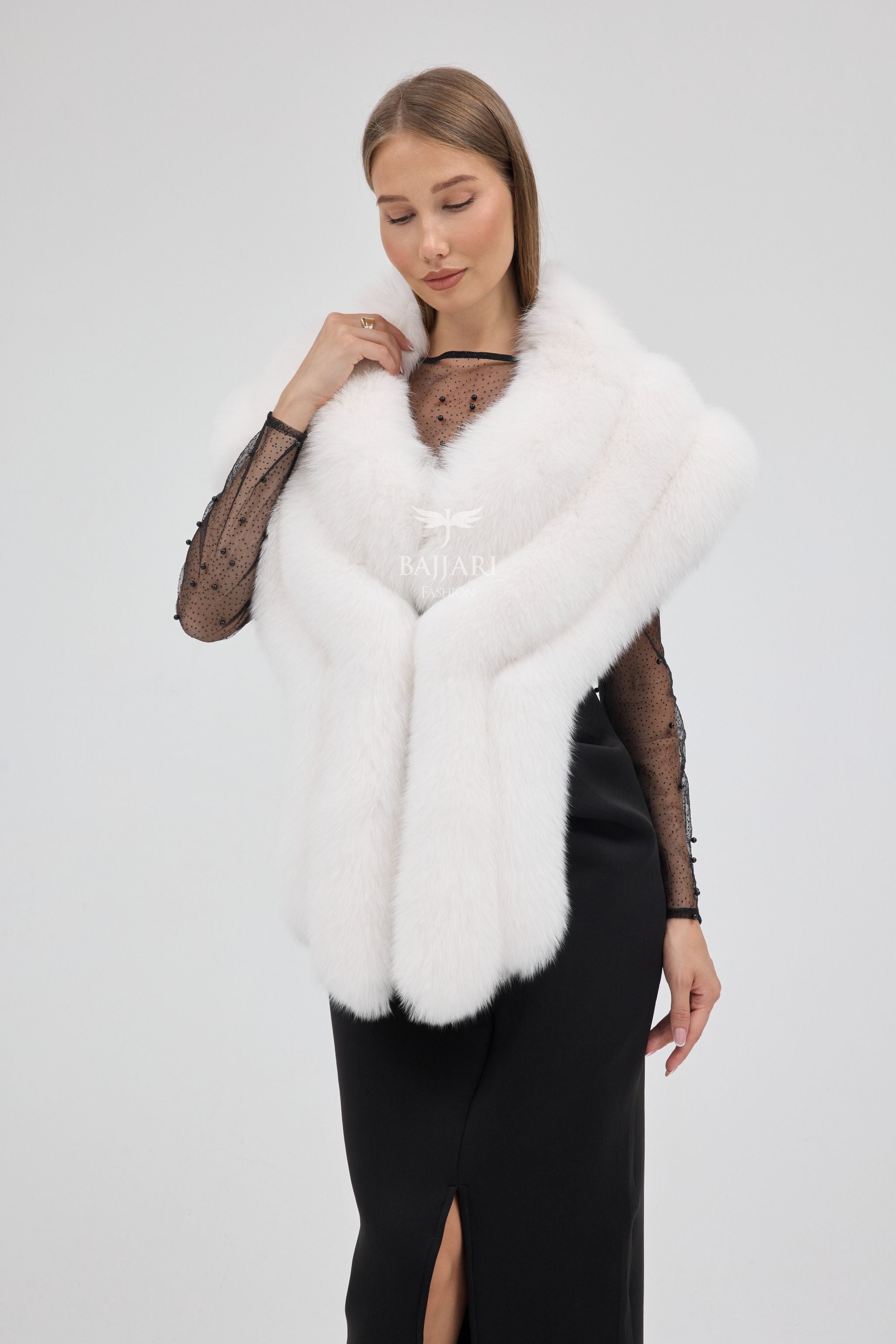 Bolero White Fox Fur Shawl