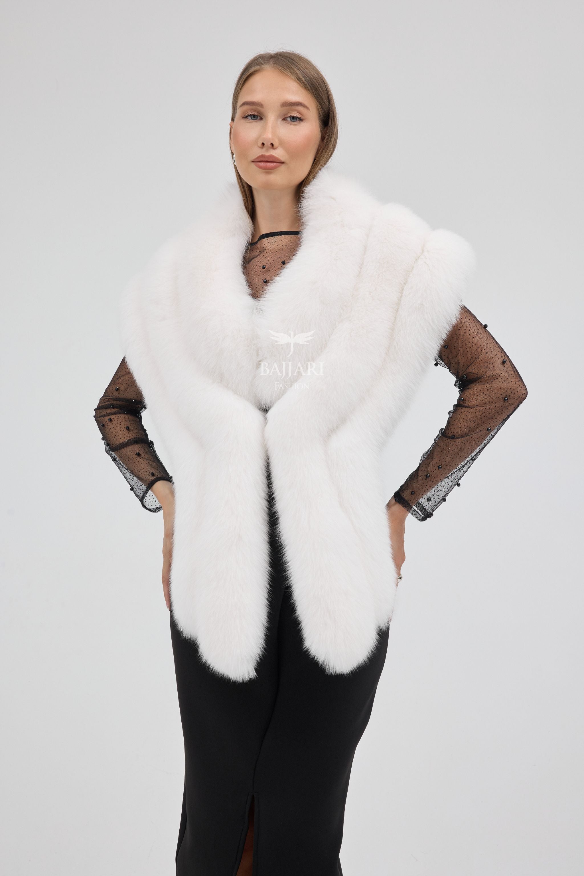 Bolero White Fox Fur Shawl
