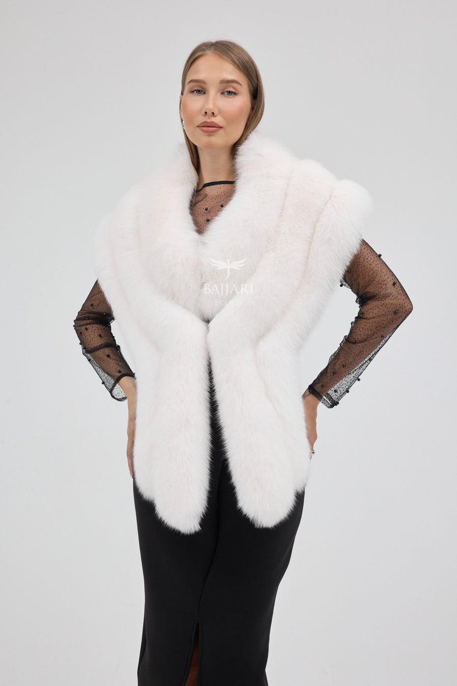 Bolero White Fox Fur Shawl
