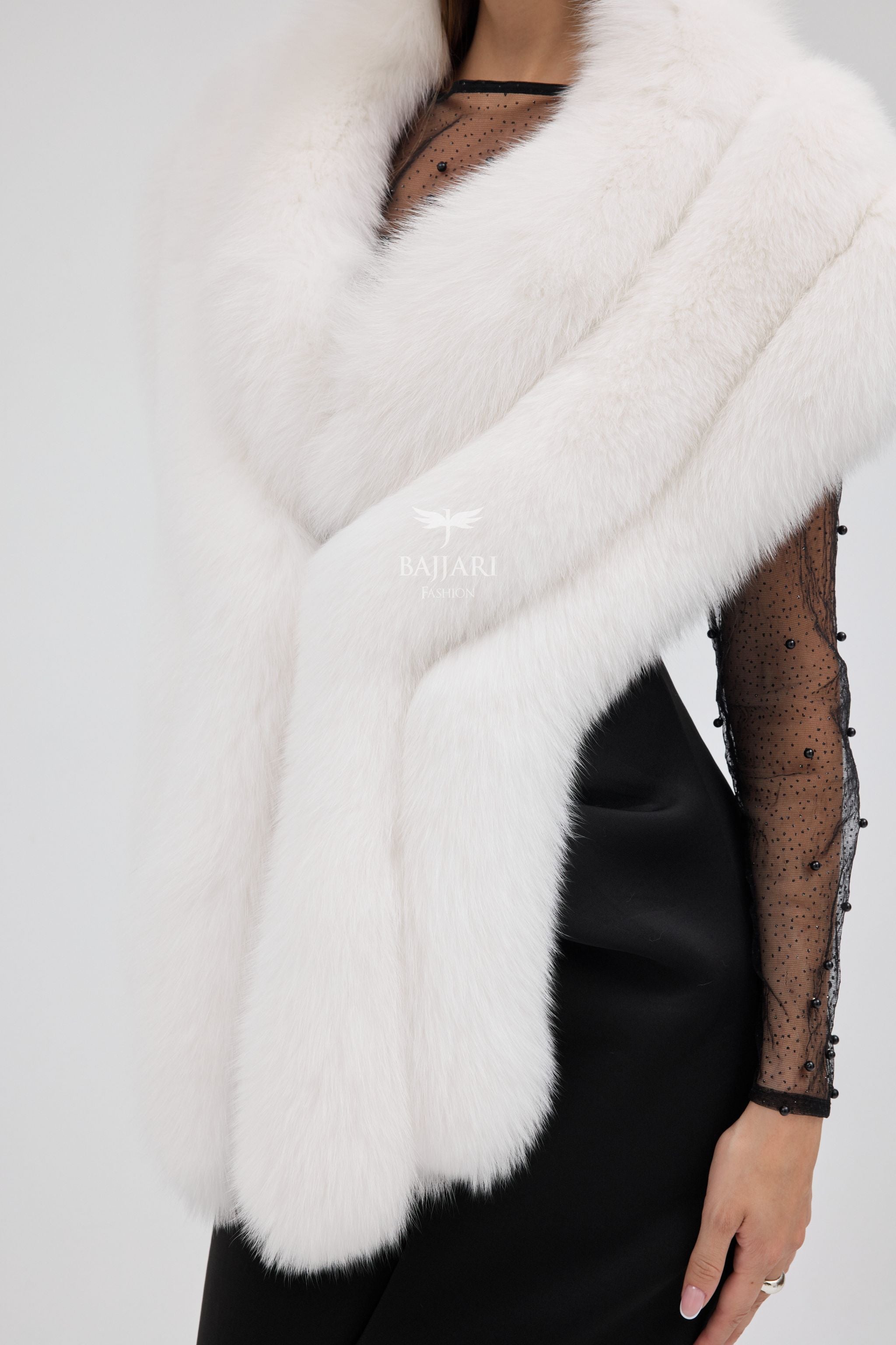 Bolero White Fox Fur Shawl