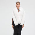Special Stone Embroidered White Fox Fur Shawl