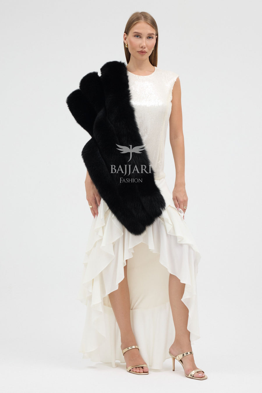 Black Fox Fur Shawl