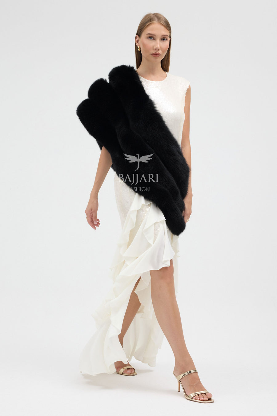 Black Fox Fur Shawl
