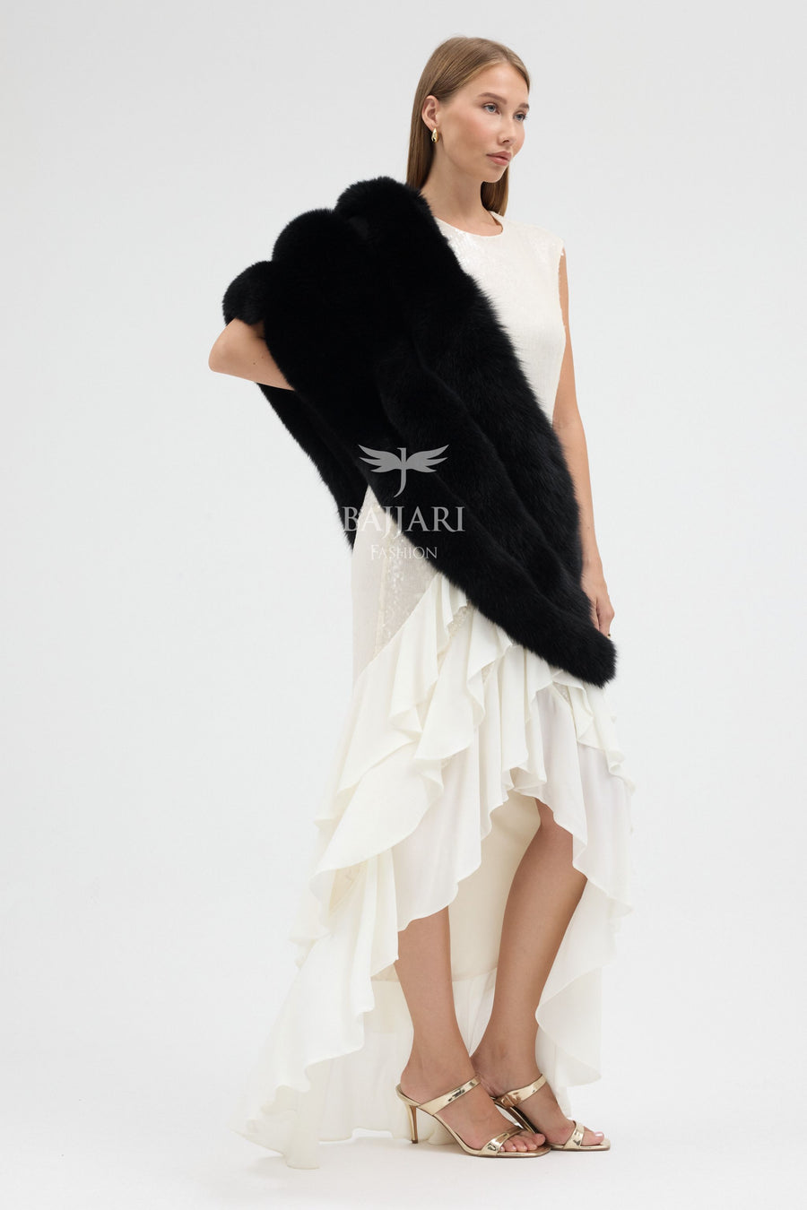 Black Fox Fur Shawl