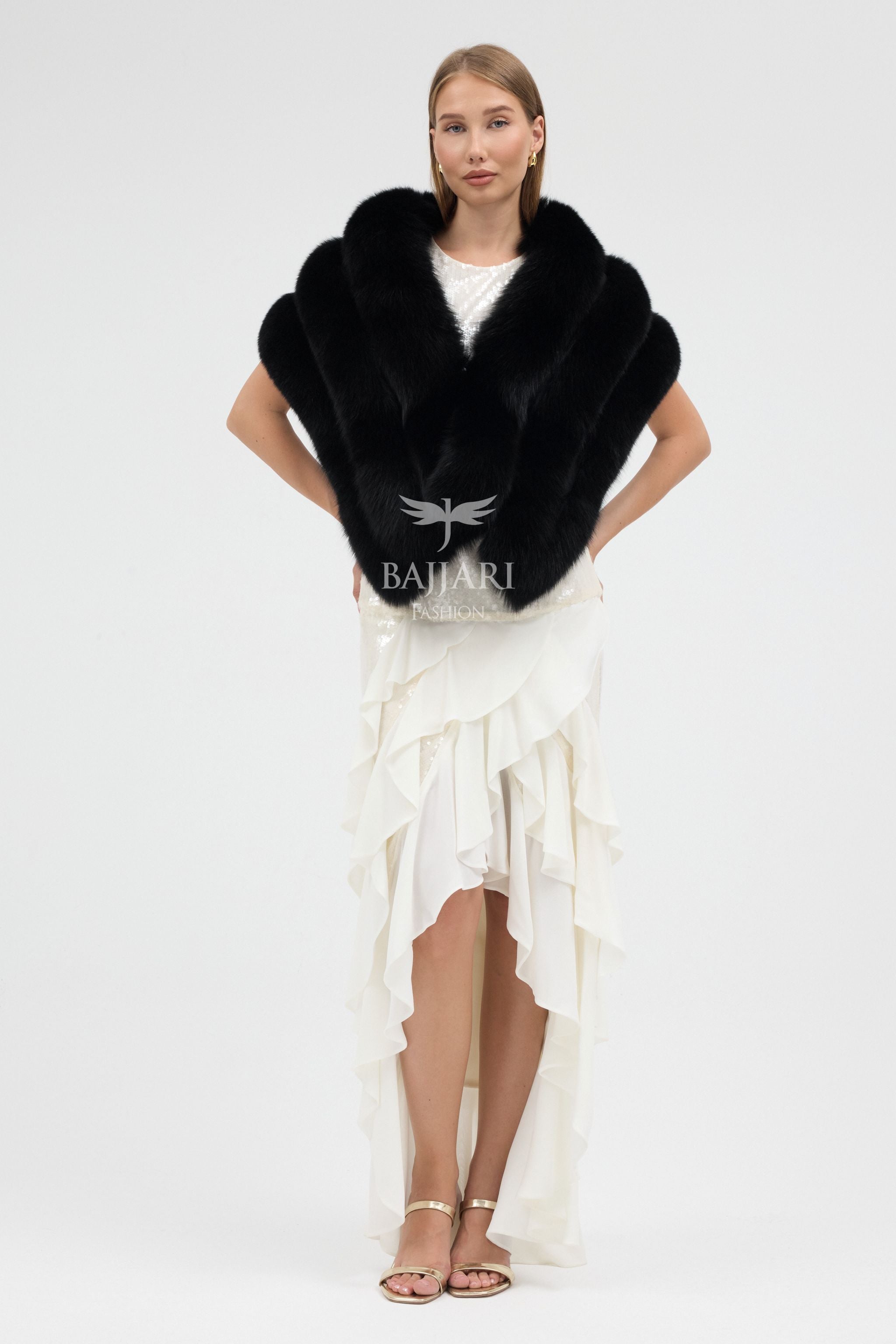 Black Fox Fur Shawl