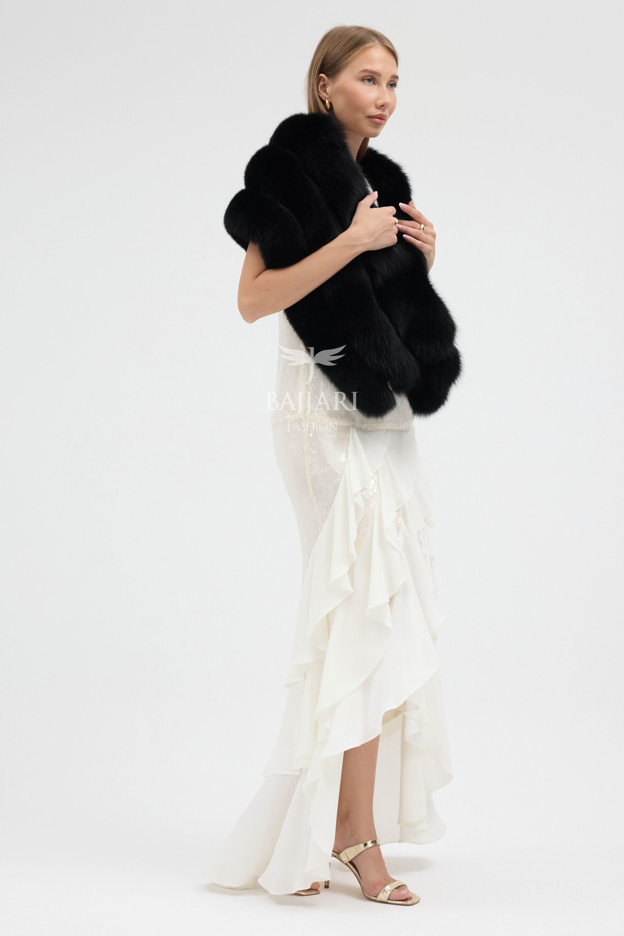 Black Fox Fur Shawl