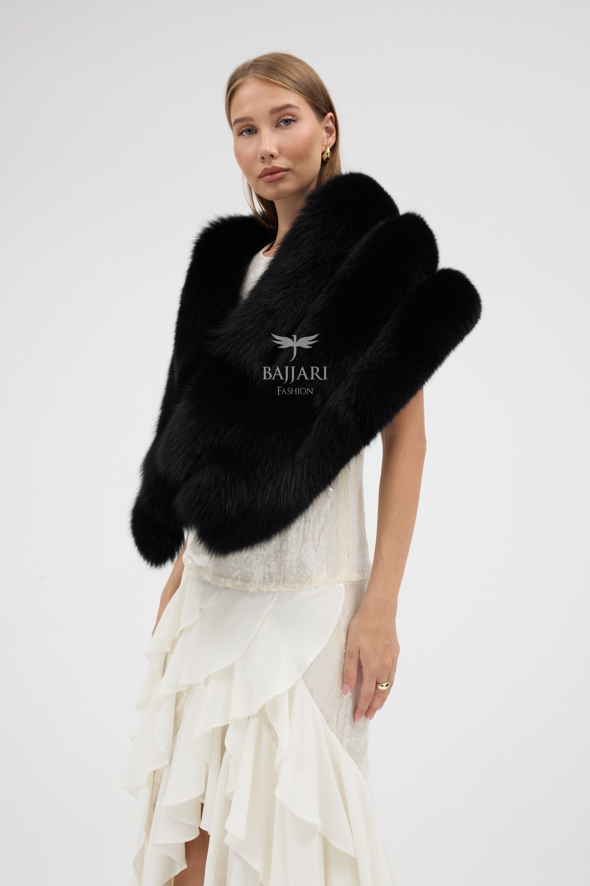 Black Fox Fur Shawl
