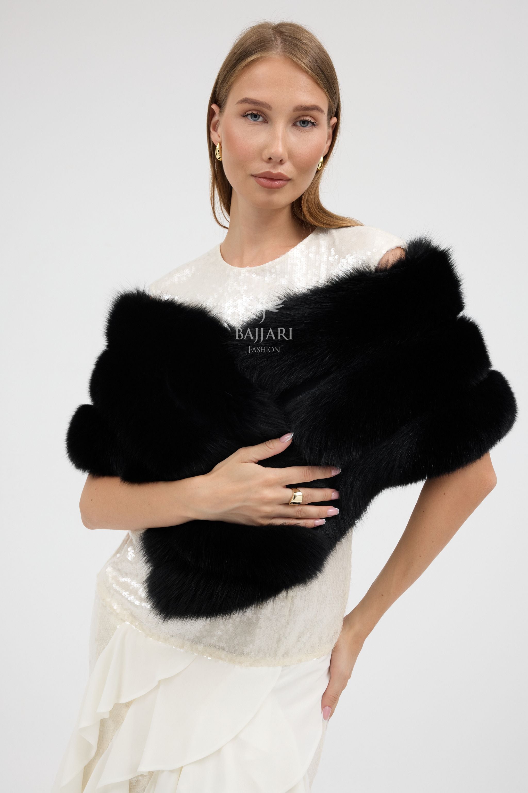 Black Fox Fur Shawl