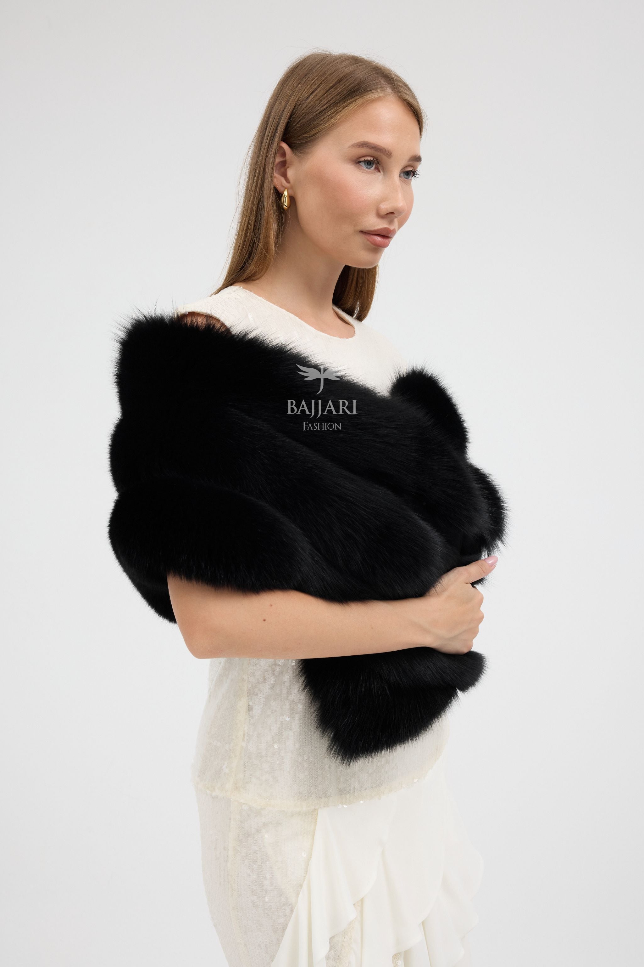 Black Fox Fur Shawl
