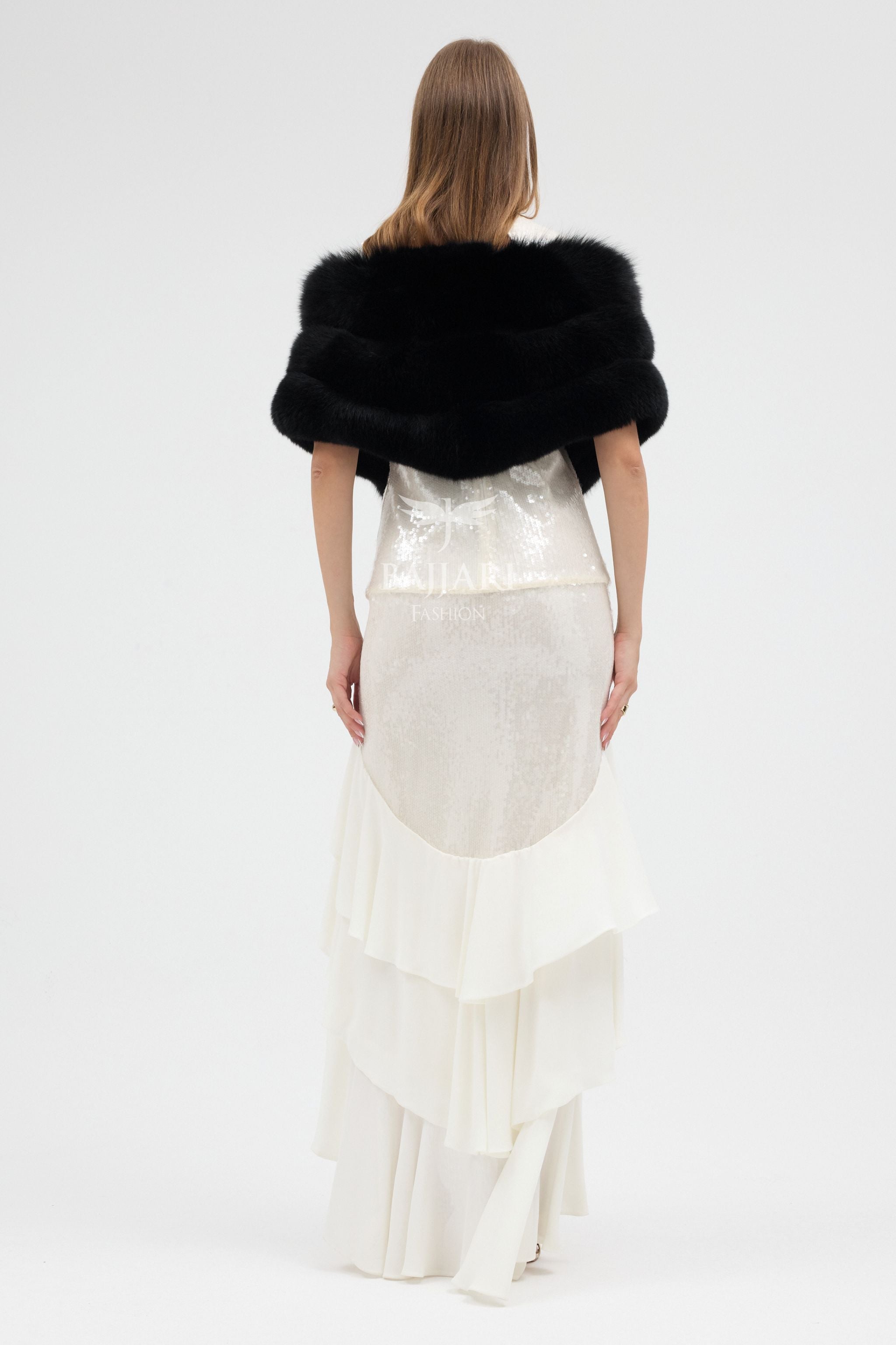 Bolero Black Fox Fur Shawl